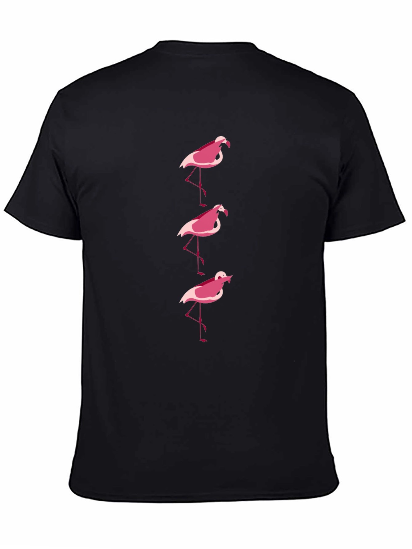 Pink Flamingo Graphic Tee - Black Cotton Casual Shirt