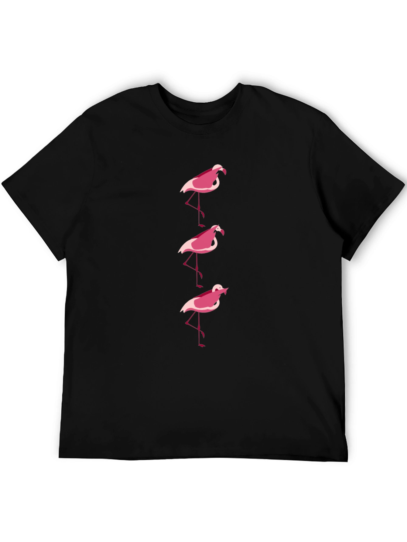 Pink Flamingo Graphic Tee - Black Cotton Casual Shirt