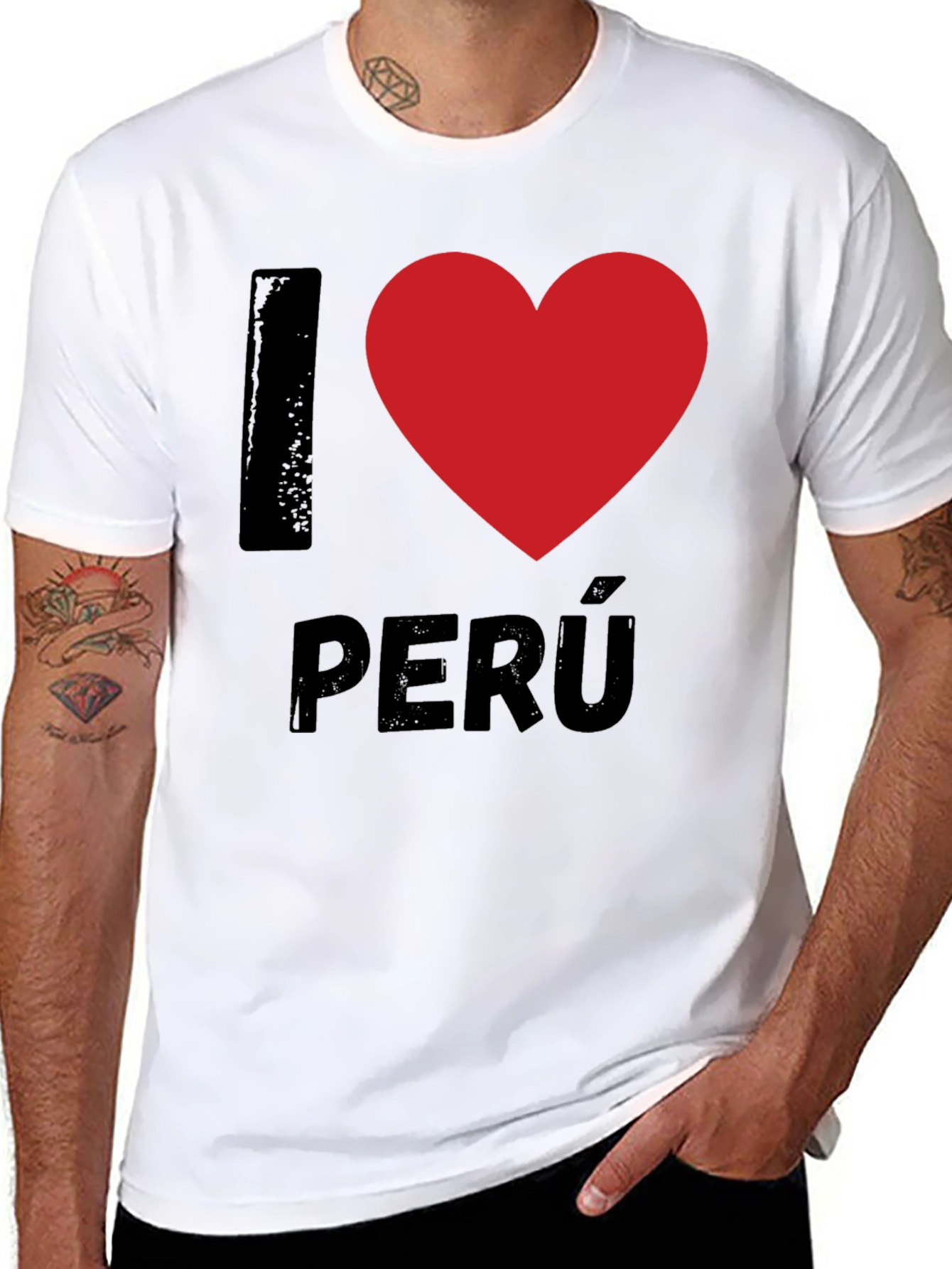 I Heart Peru Black T-Shirt Novelty Graphic Tee