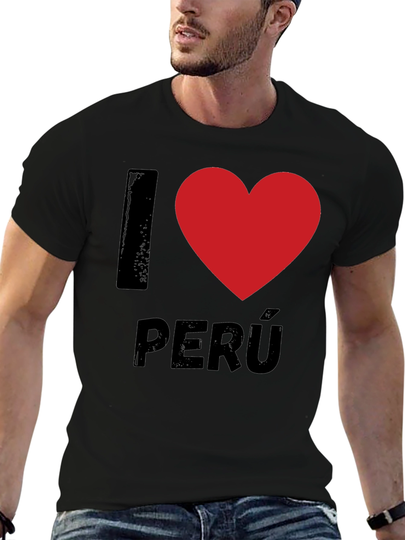 I Heart Peru Black T-Shirt Novelty Graphic Tee