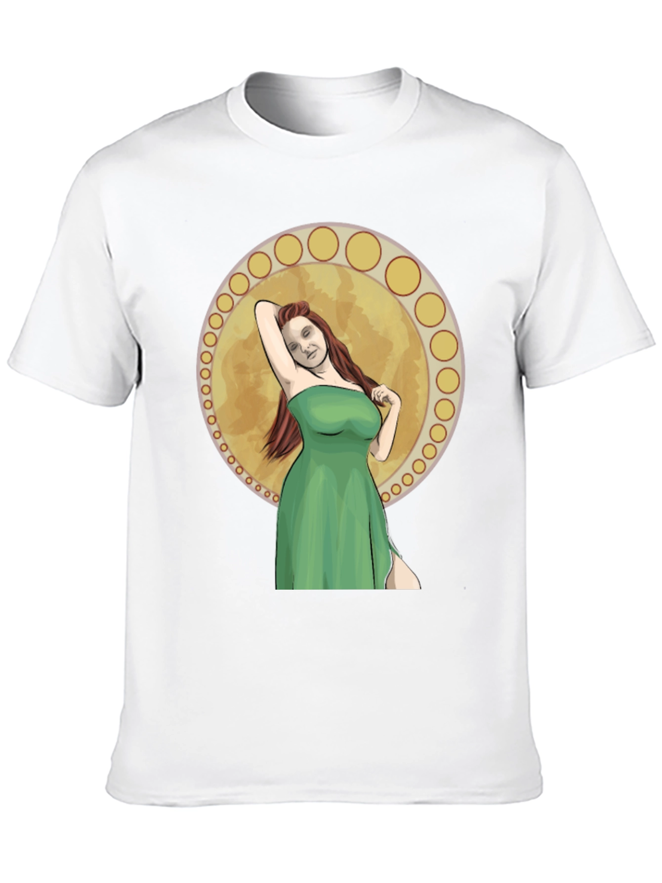Woman in Green Dress Graphic T-Shirt