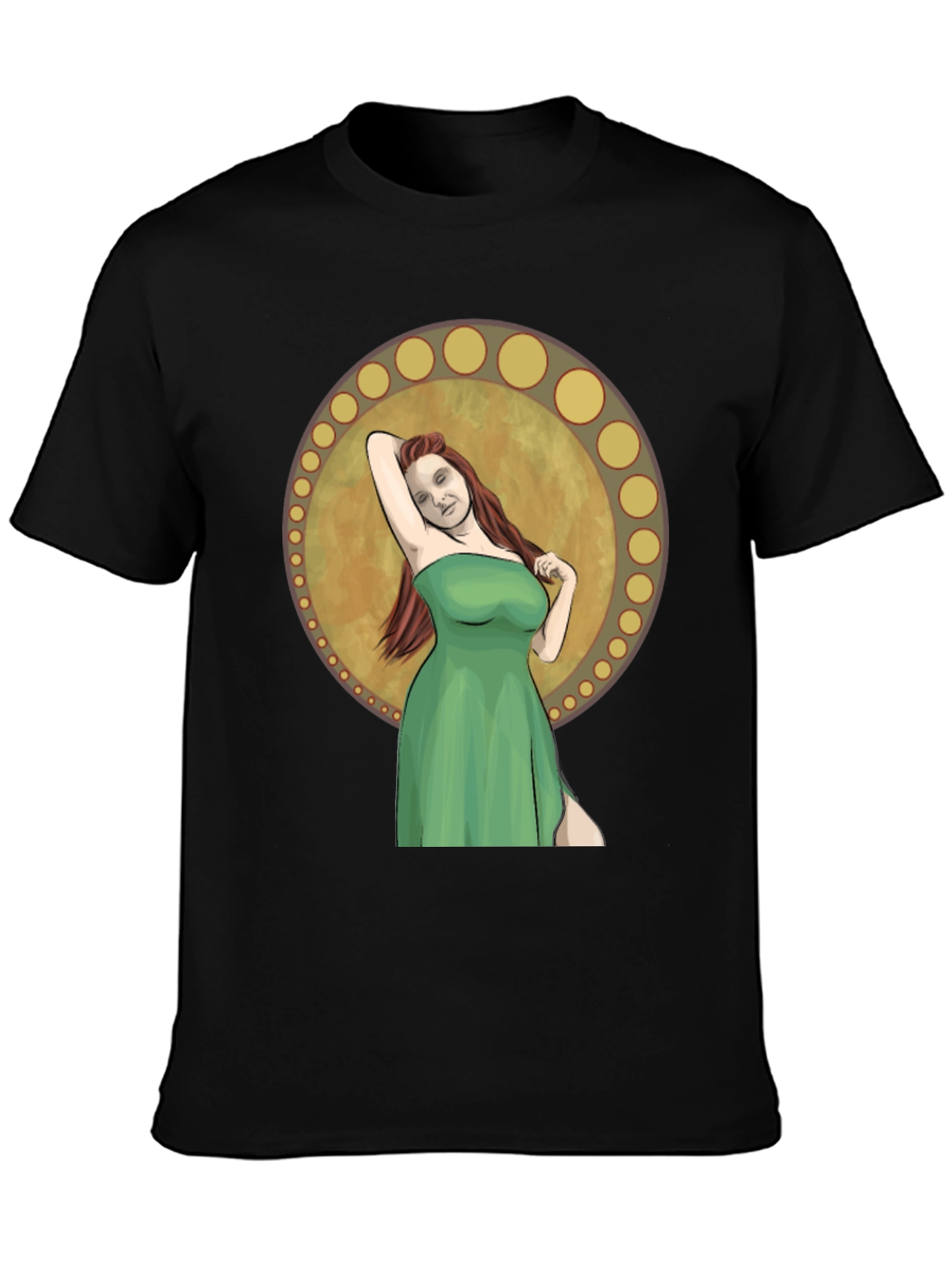 Woman in Green Dress Graphic T-Shirt