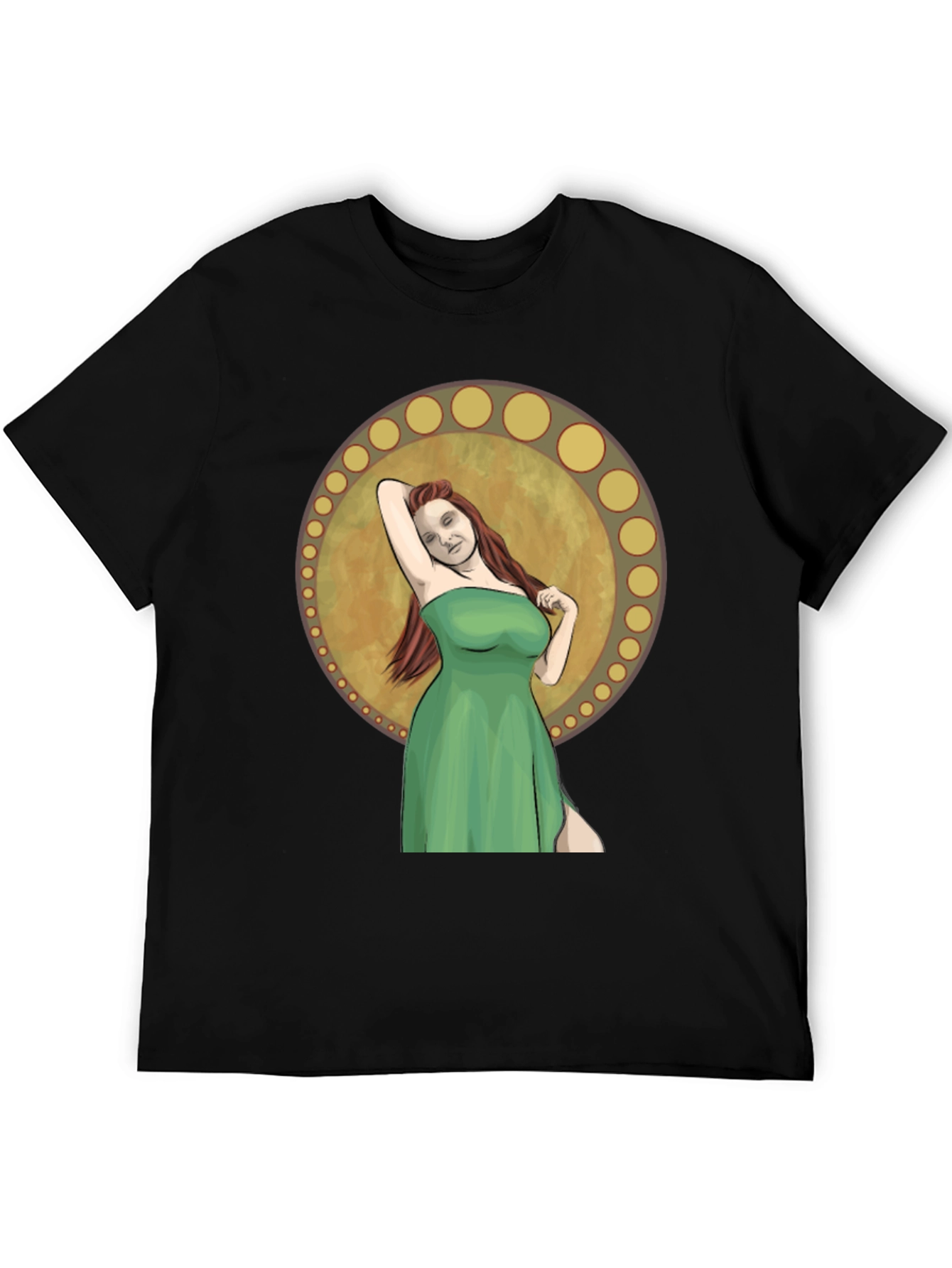 Woman in Green Dress Graphic T-Shirt
