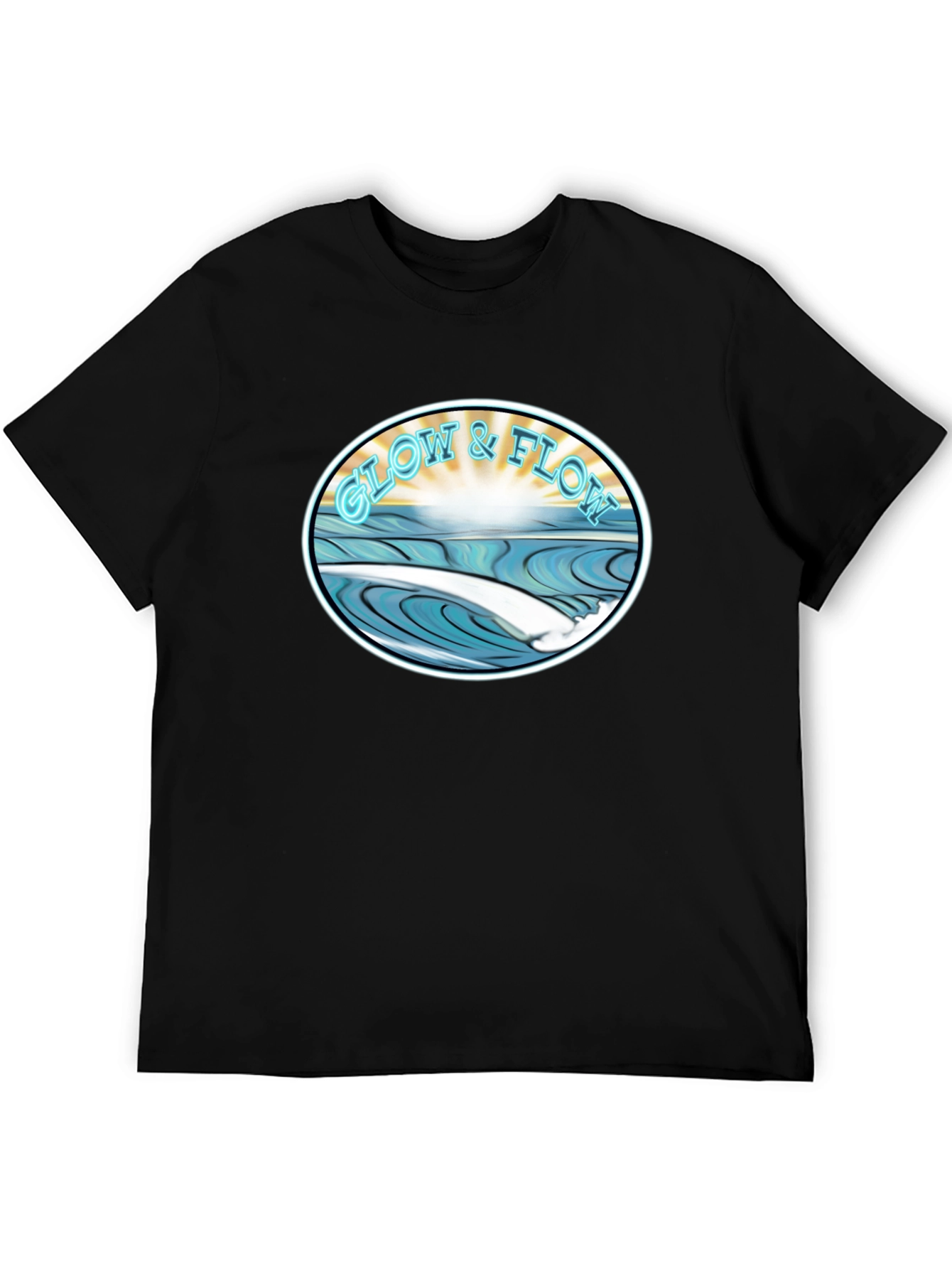 Glow & Flow Graphic T-Shirt - Black Cotton Tee