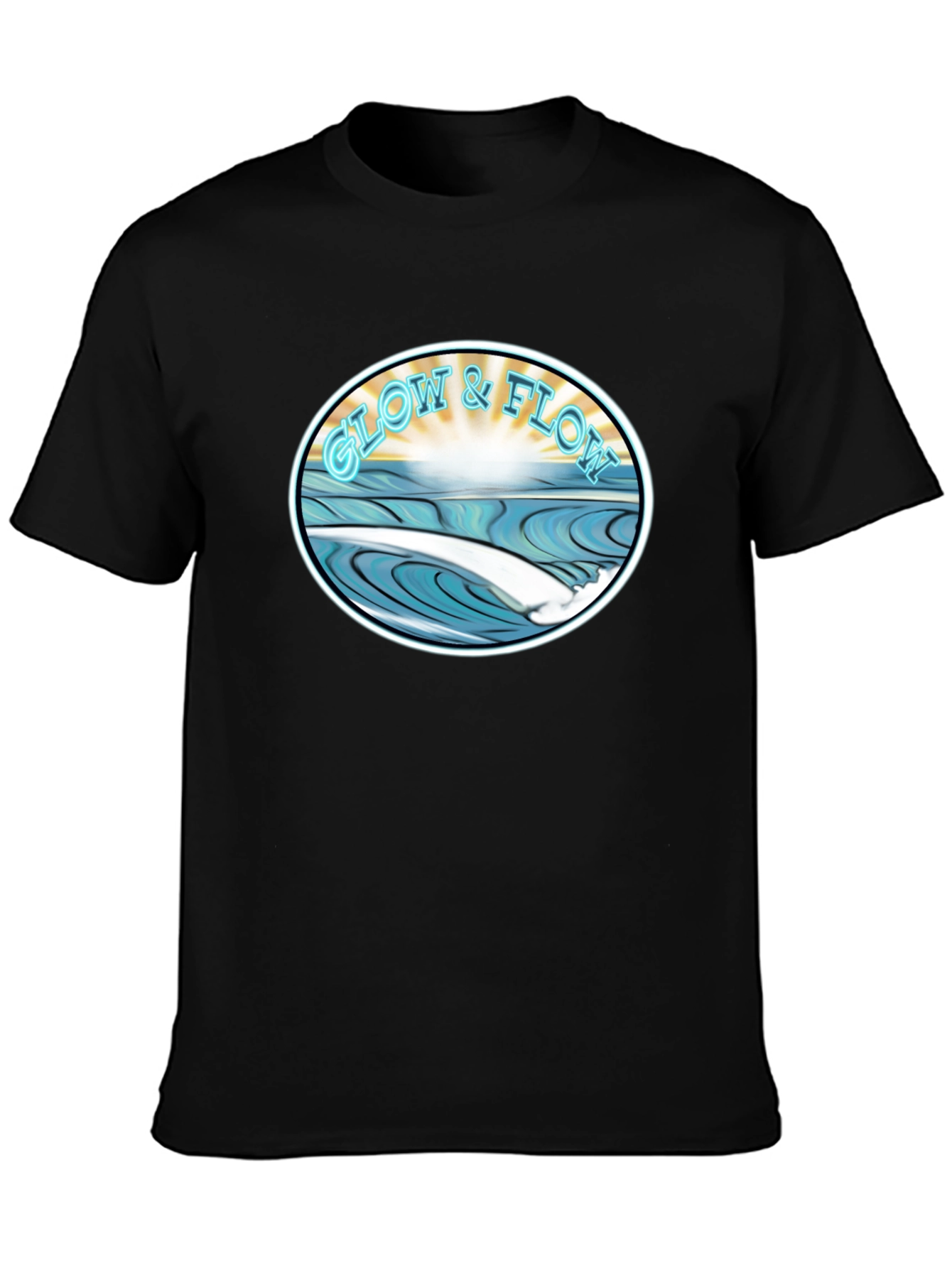 Glow & Flow Graphic T-Shirt - Black Cotton Tee