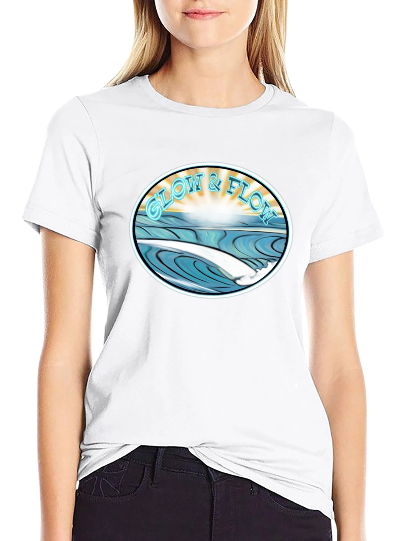Glow & Flow Graphic T-Shirt - Black Cotton Tee