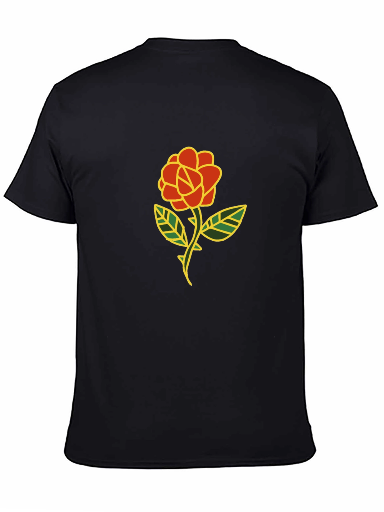 Black T-Shirt with Rose Graphic