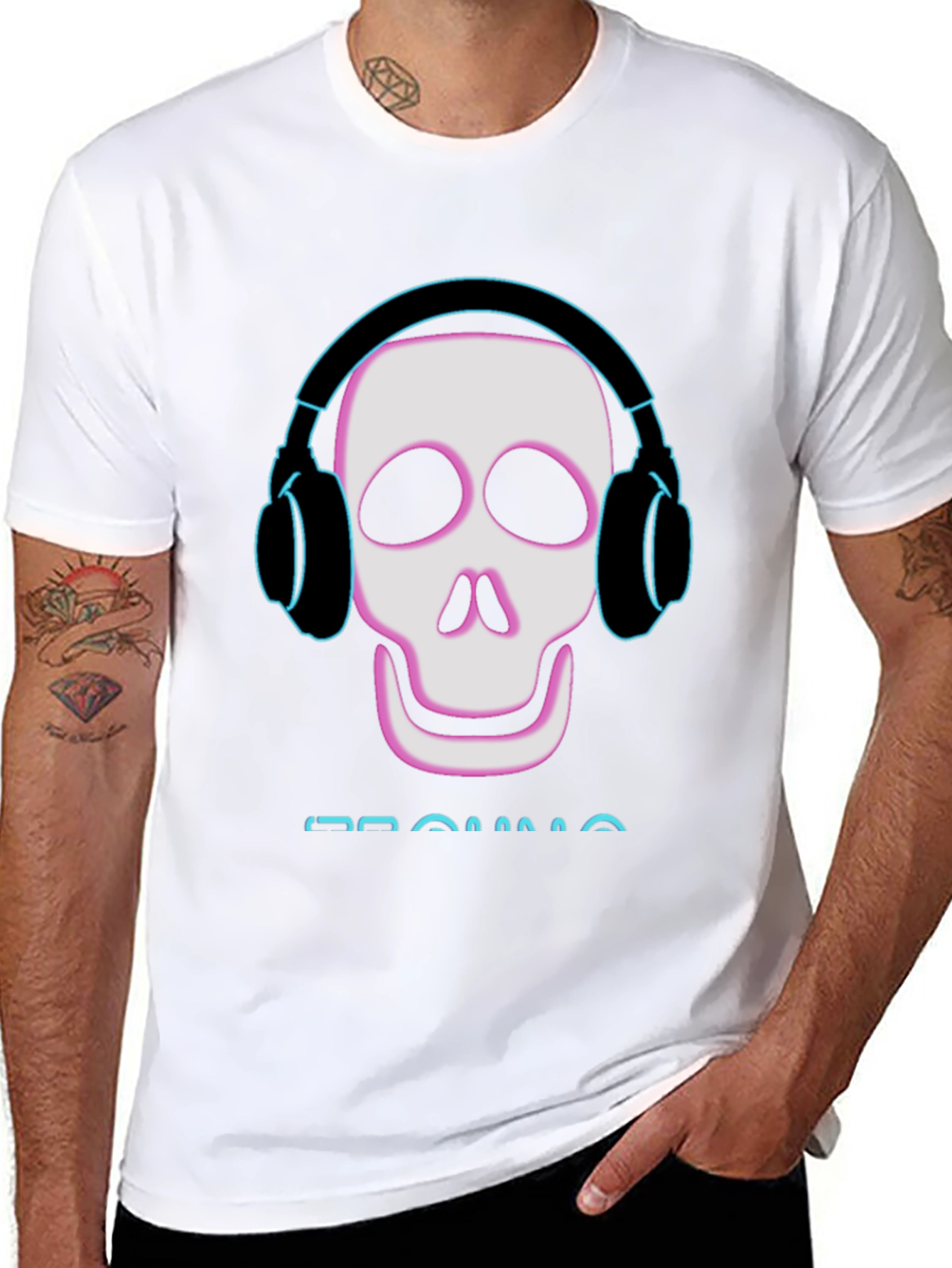 Skull Headphone Graphic Tee - Mens Black T-Shirt