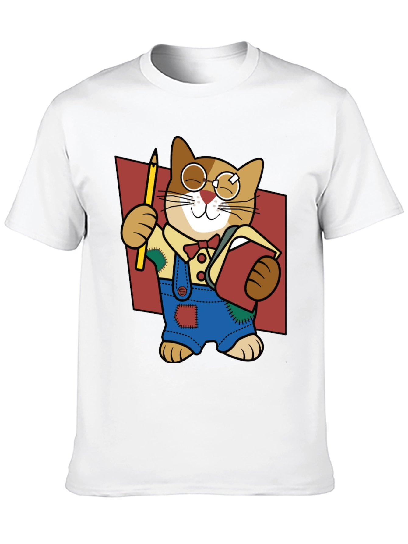 Quirky Cartoon Cat Graphic Tee - Black