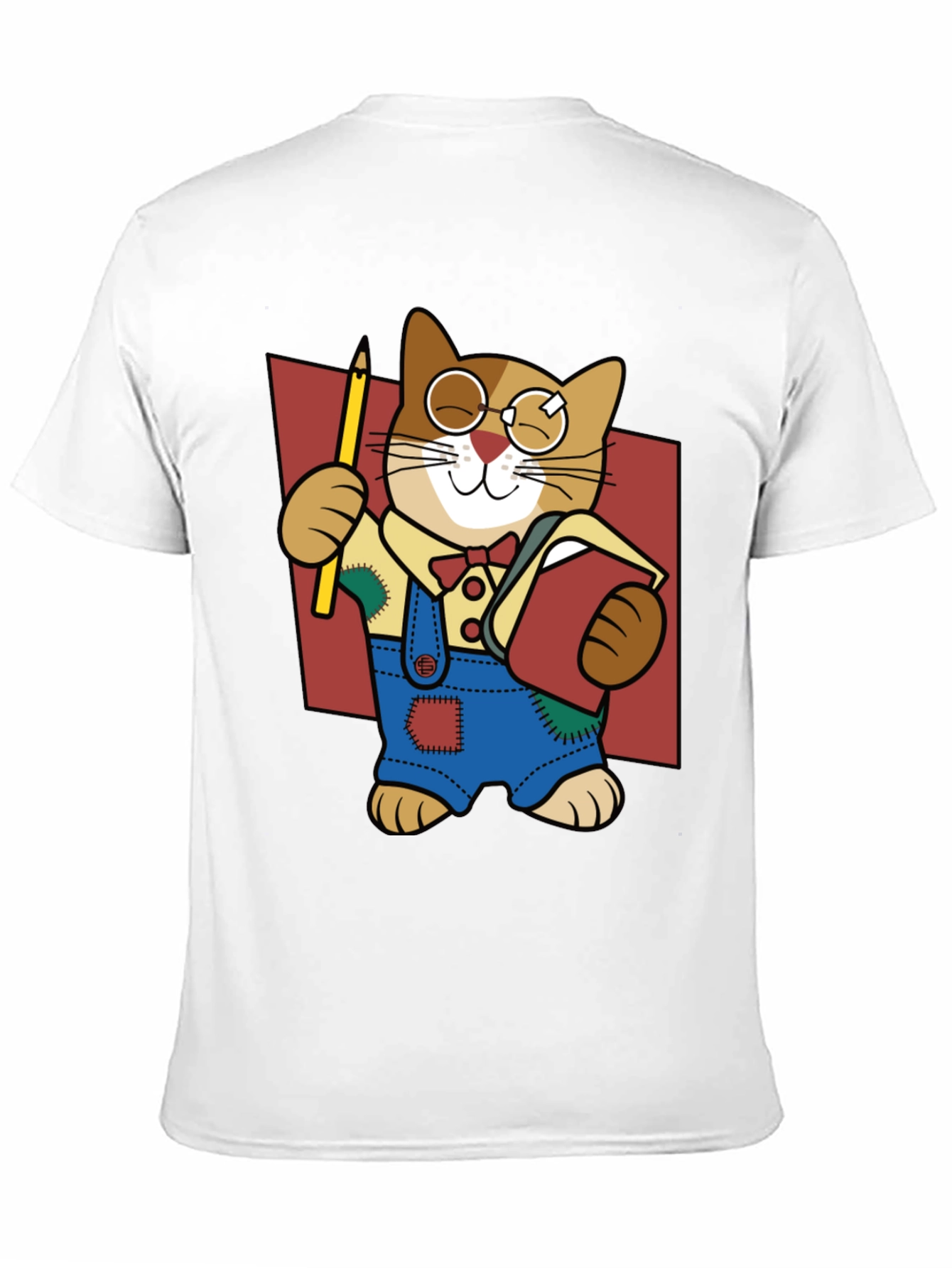 Quirky Cartoon Cat Graphic Tee - Black