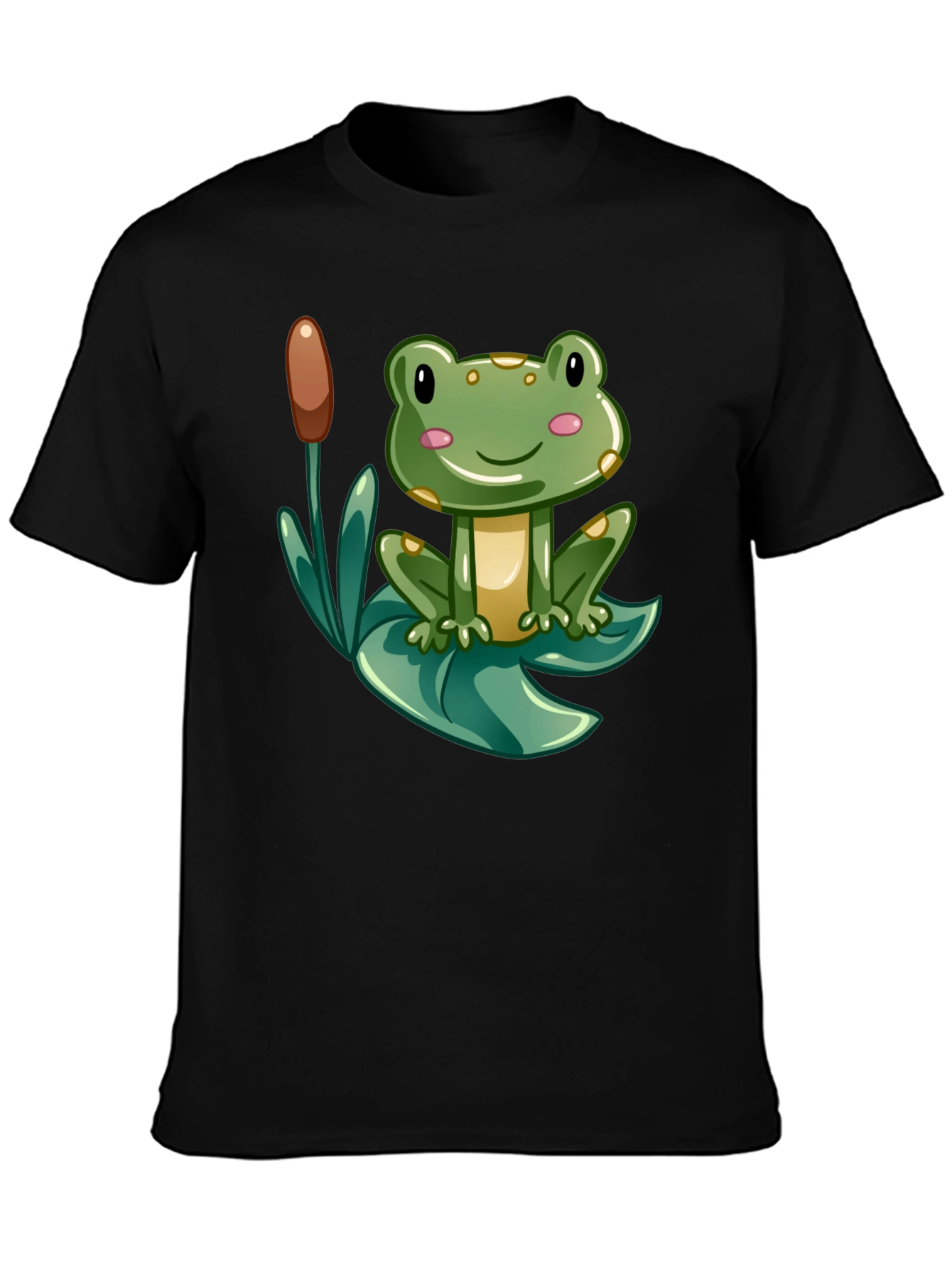 Cute Frog Graphic Tee - Mens Black T-Shirt