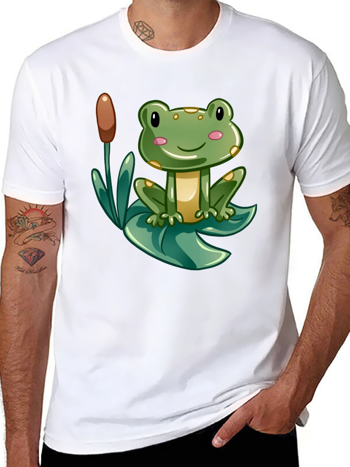 Cute Frog Graphic Tee - Mens Black T-Shirt