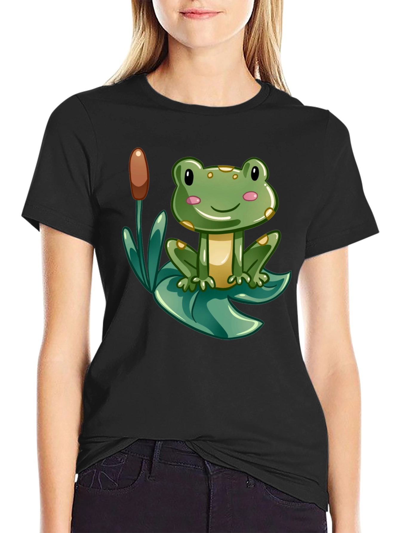 Cute Frog Graphic Tee - Mens Black T-Shirt