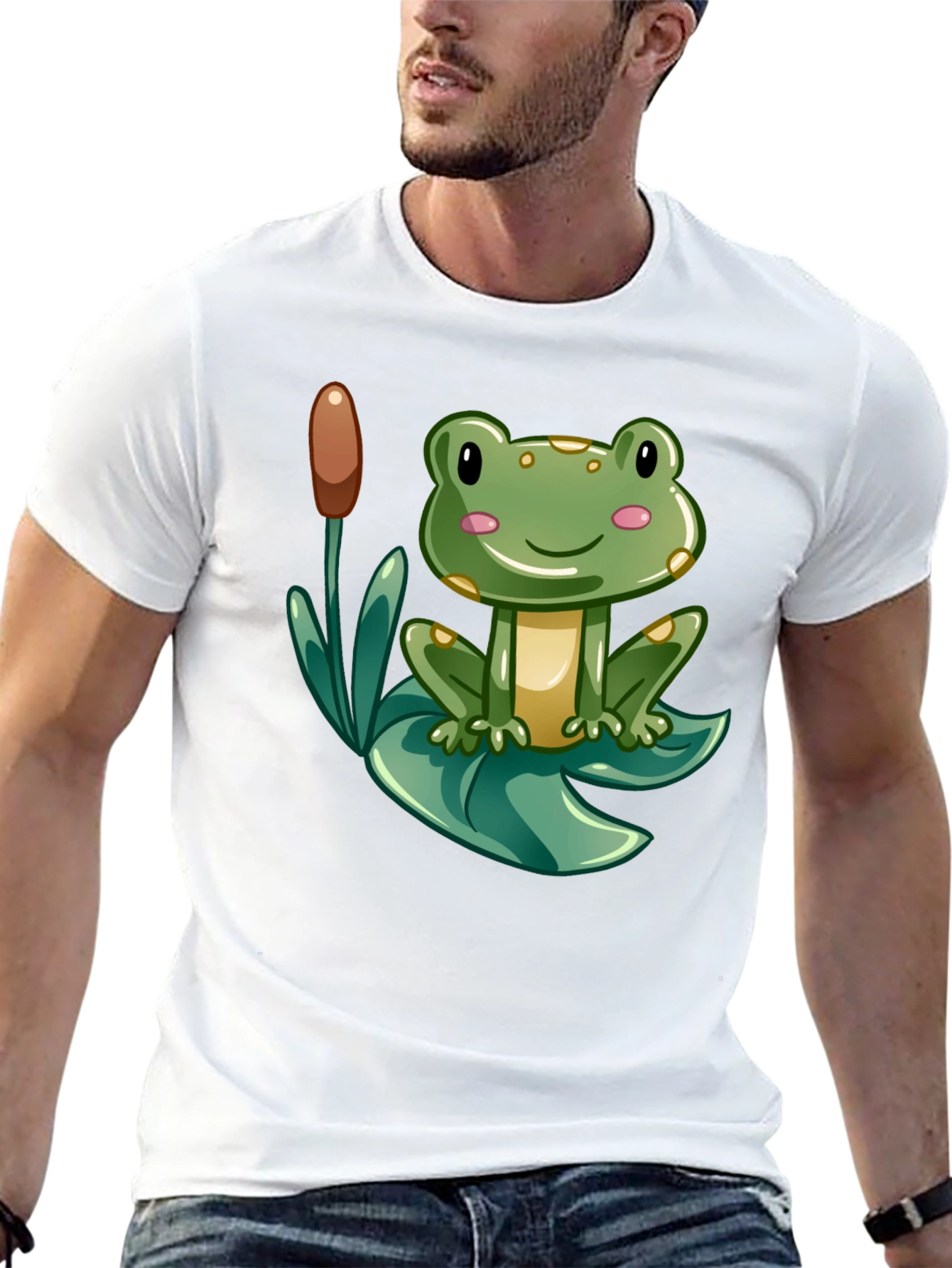 Cute Frog Graphic Tee - Mens Black T-Shirt