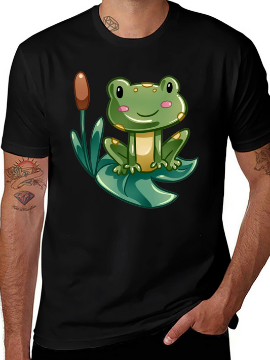 Cute Frog Graphic Tee - Mens Black T-Shirt