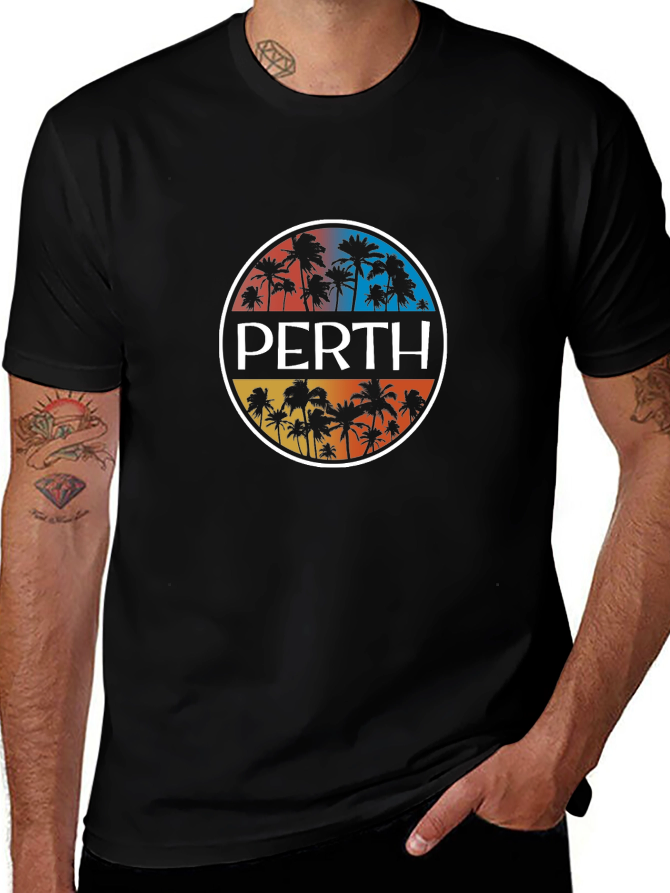 Perth Palm Tree Graphic Tee - Black