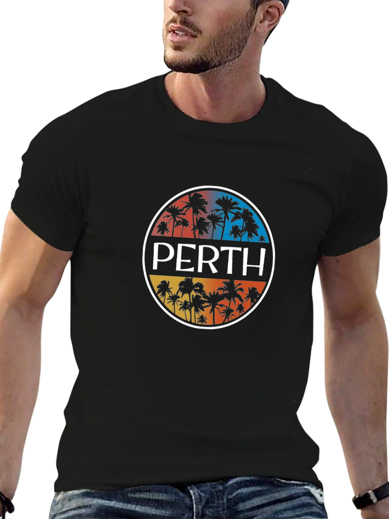 Perth Palm Tree Graphic Tee - Black