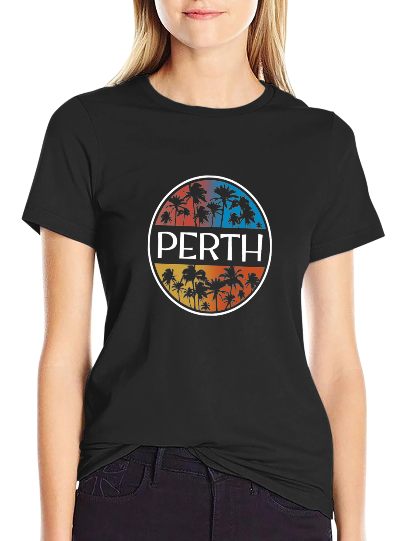Perth Palm Tree Graphic Tee - Black