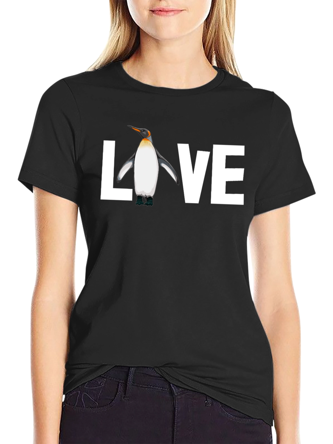 Penguin Love Graphic Tee - Black