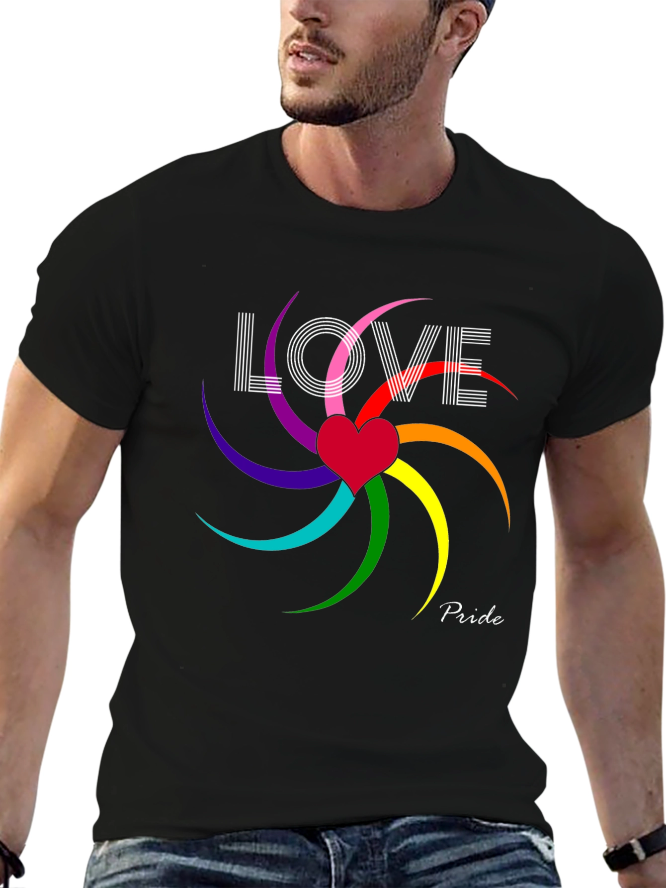 Love & Pride T-Shirt - Rainbow Heart Graphic Tee