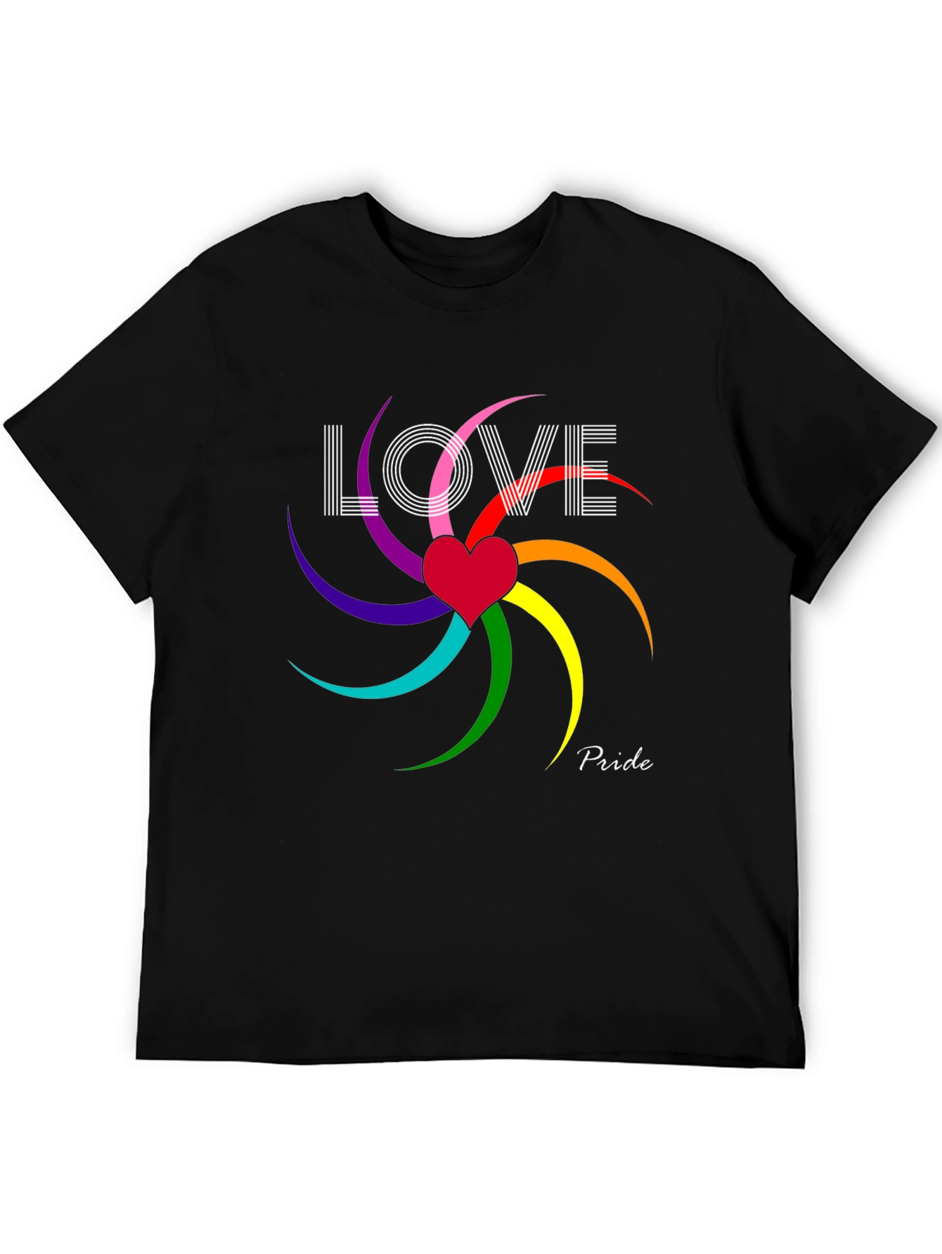 Love & Pride T-Shirt - Rainbow Heart Graphic Tee