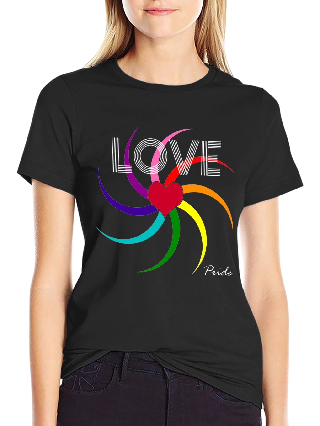 Love & Pride T-Shirt - Rainbow Heart Graphic Tee