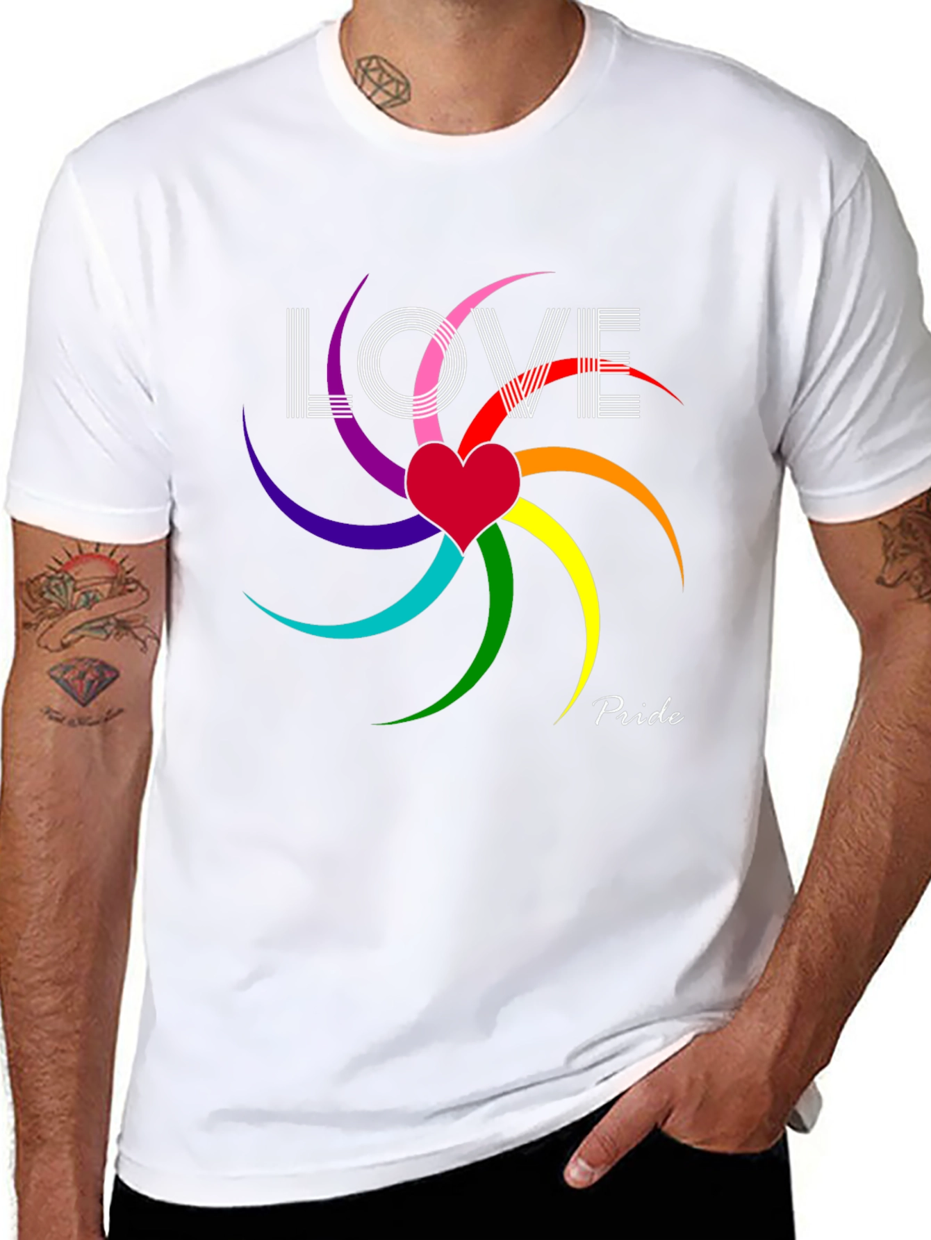 Love & Pride T-Shirt - Rainbow Heart Graphic Tee