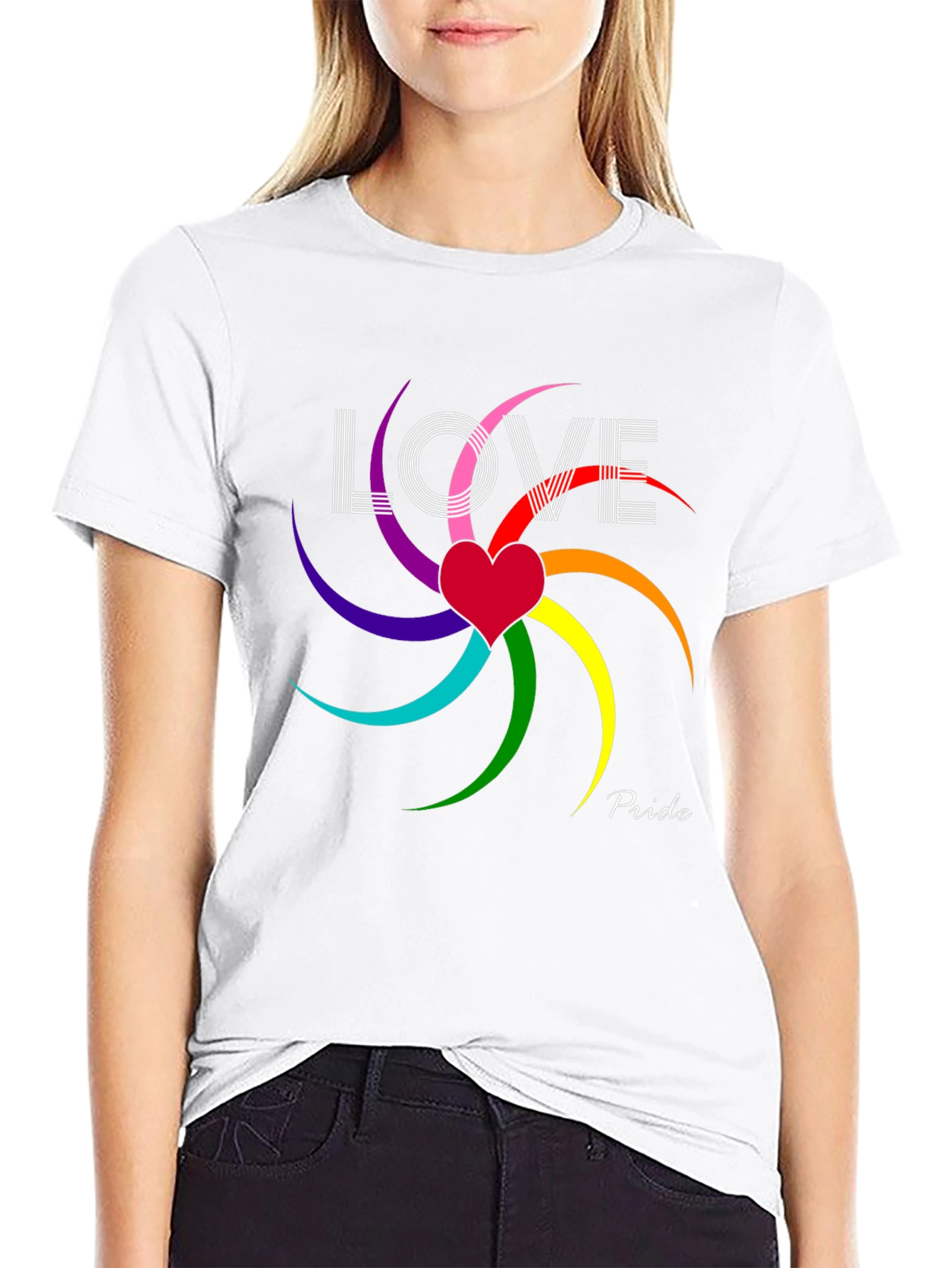 Love & Pride T-Shirt - Rainbow Heart Graphic Tee