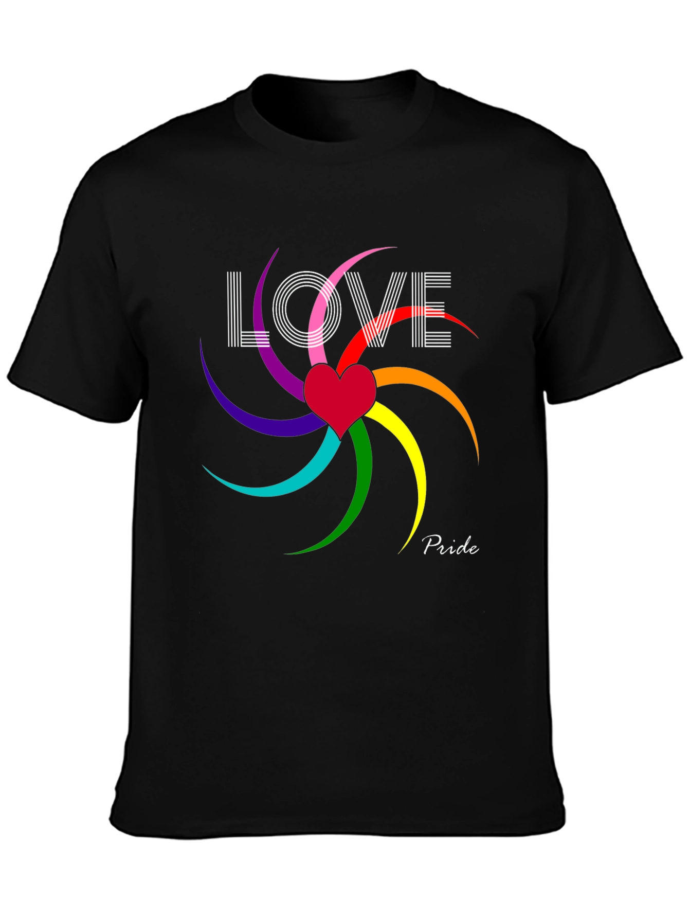 Love & Pride T-Shirt - Rainbow Heart Graphic Tee