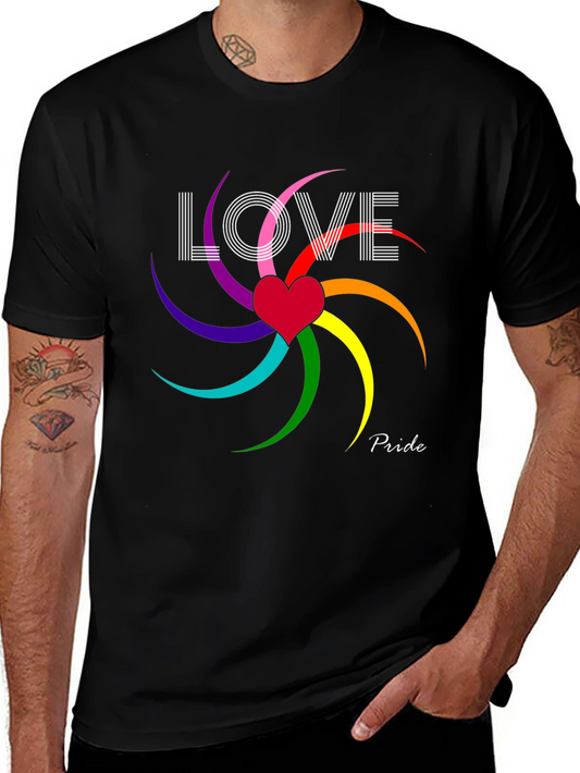 Love & Pride T-Shirt - Rainbow Heart Graphic Tee