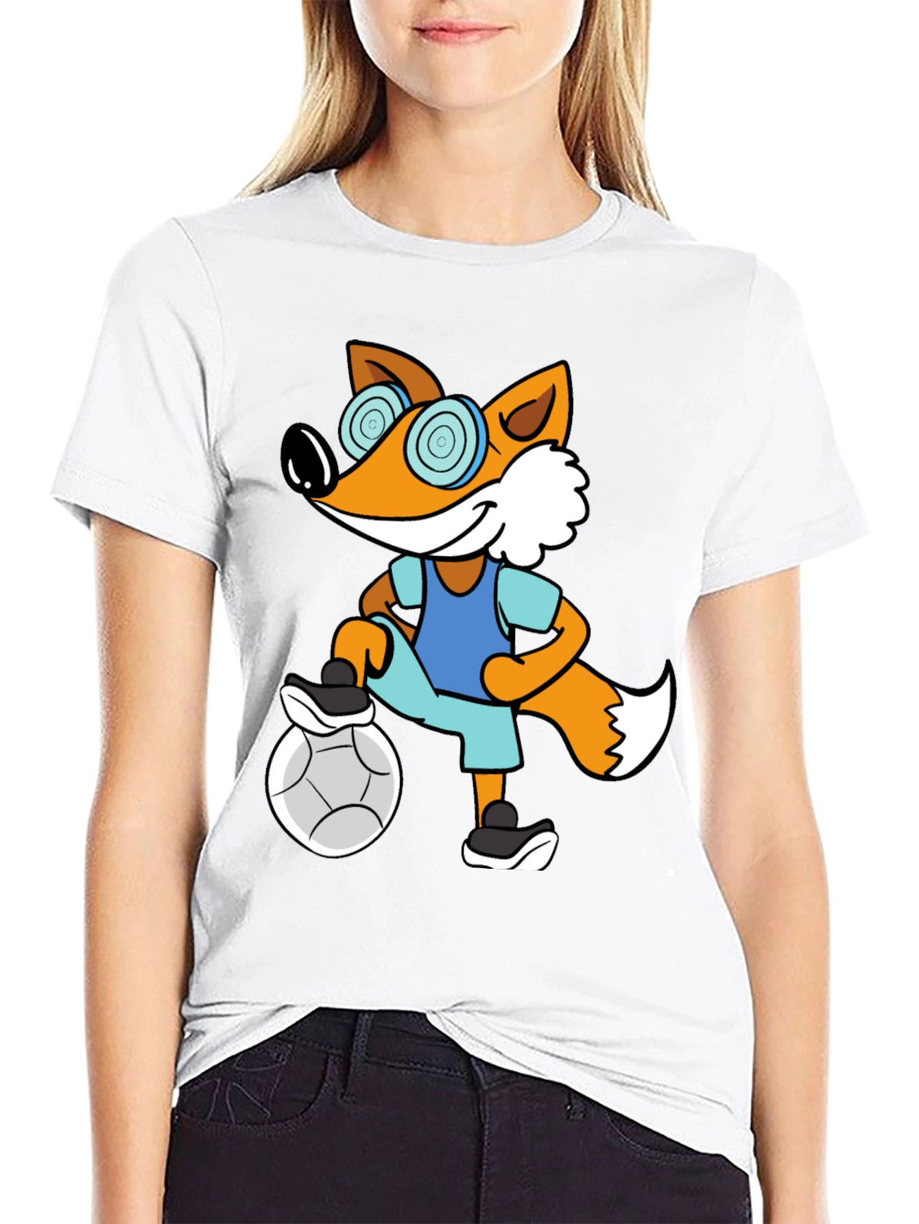 Funny Fox Soccer T-Shirt - Cartoon Animal Tee