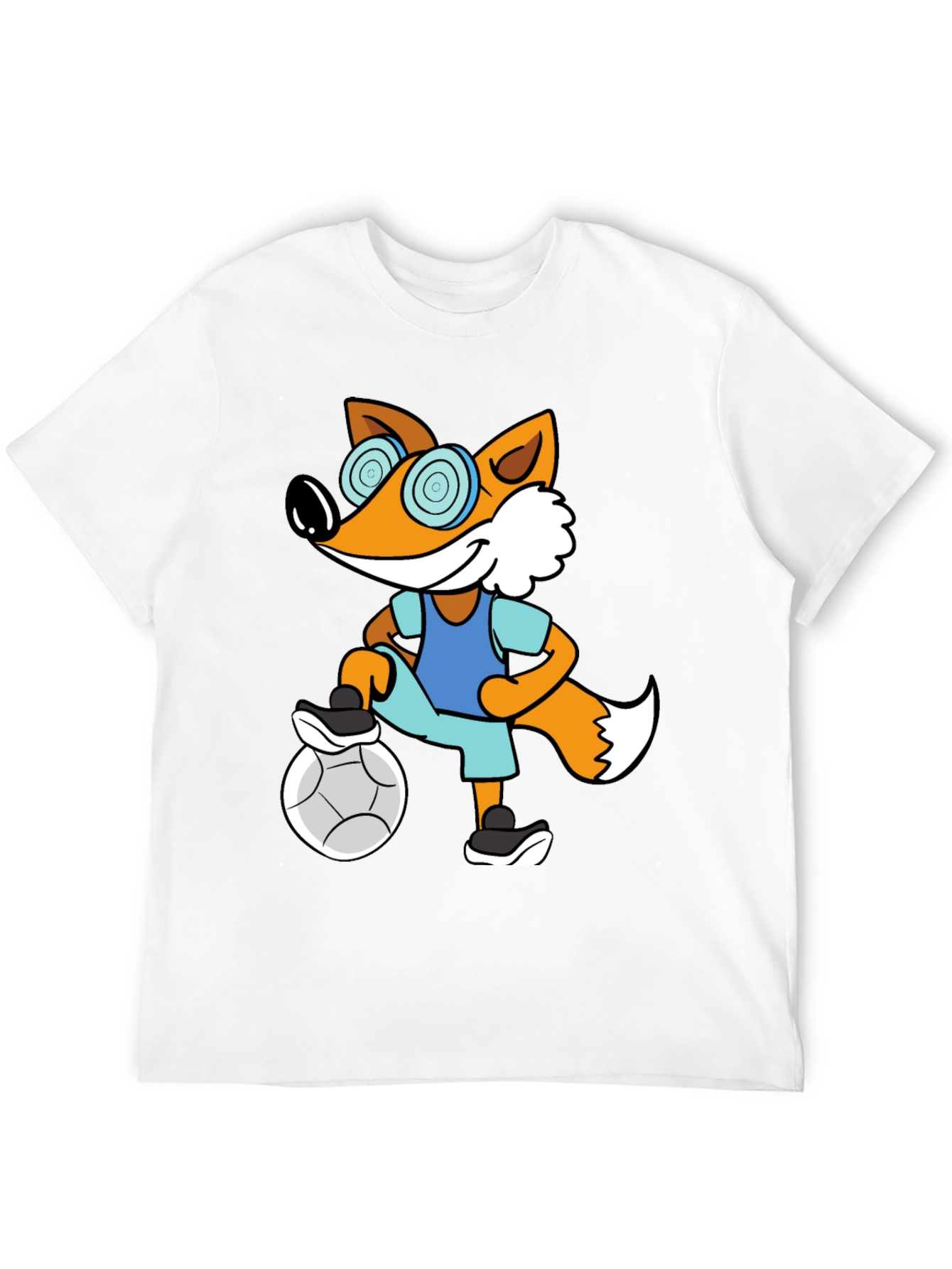 Funny Fox Soccer T-Shirt - Cartoon Animal Tee