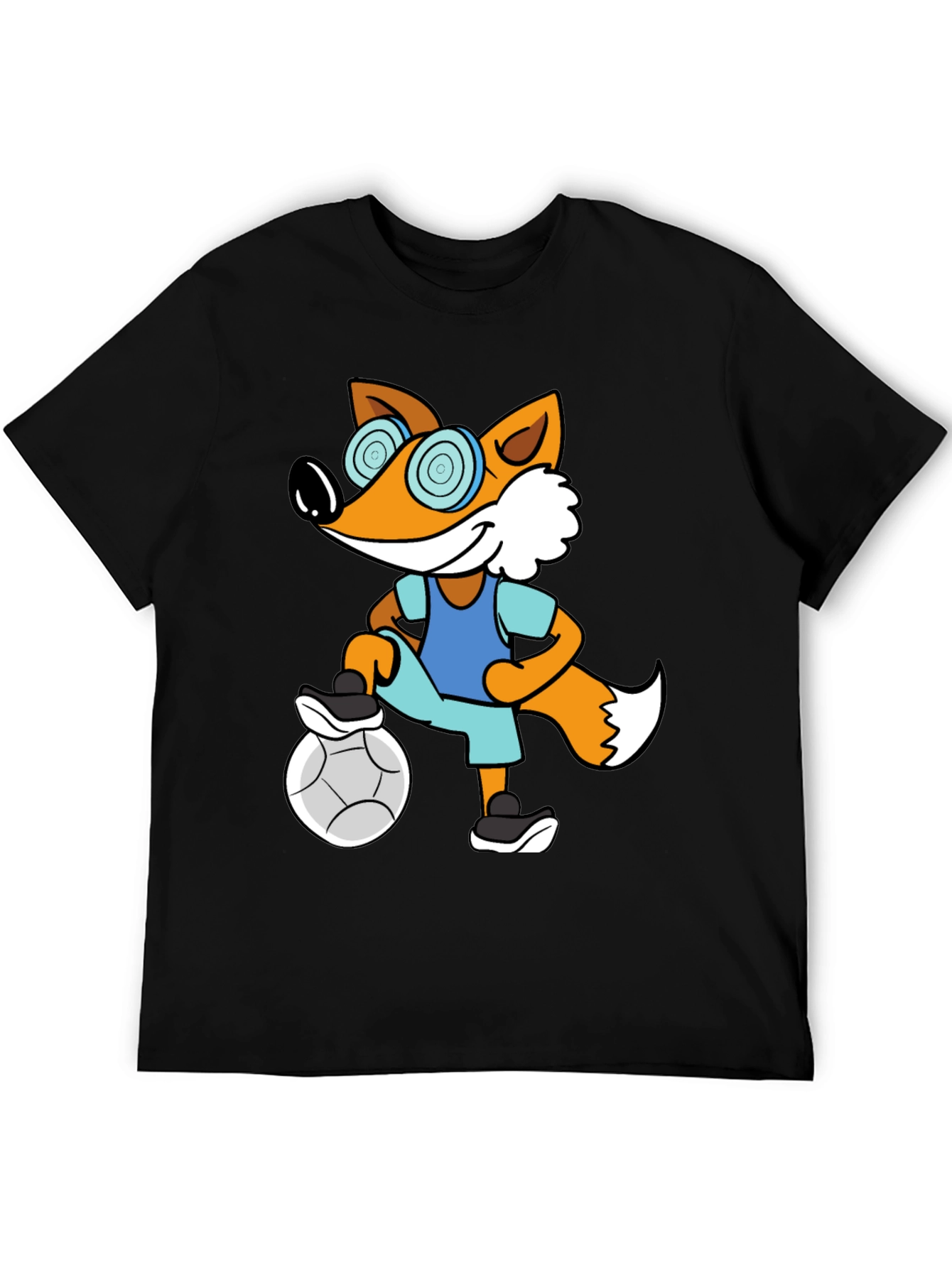 Funny Fox Soccer T-Shirt - Cartoon Animal Tee
