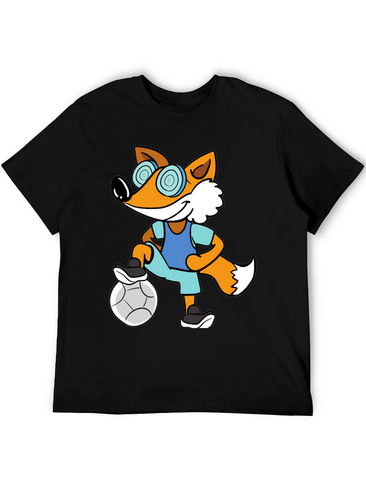 Funny Fox Soccer T-Shirt - Cartoon Animal Tee