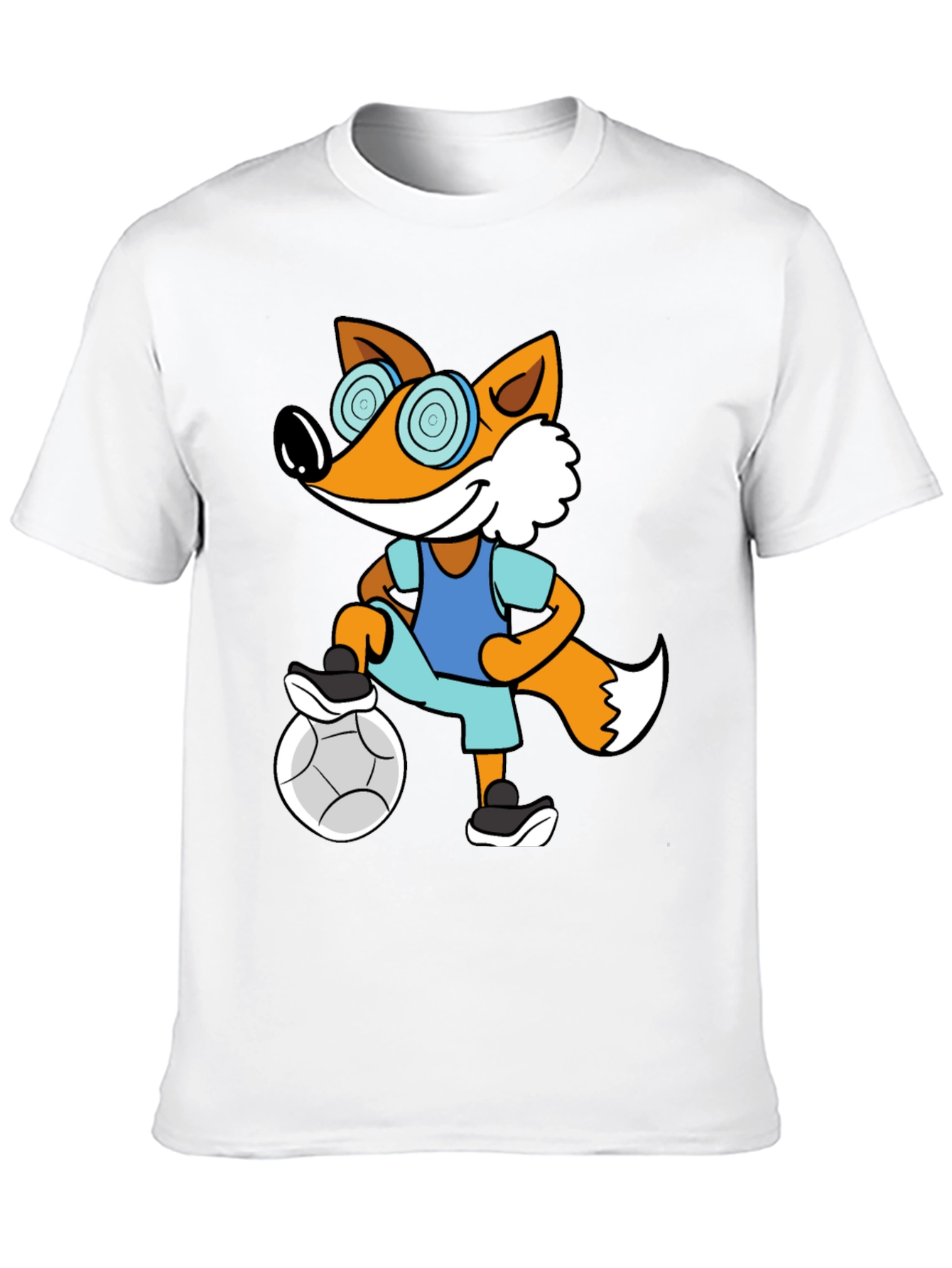 Funny Fox Soccer T-Shirt - Cartoon Animal Tee