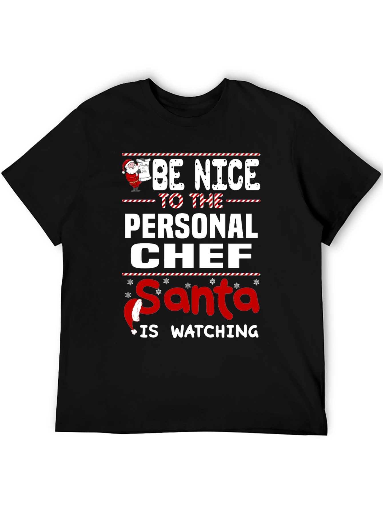 Funny Personal Chef Santa Watching Christmas T-Shirt