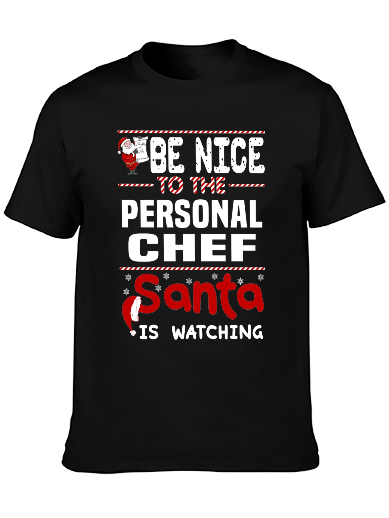 Funny Personal Chef Santa Watching Christmas T-Shirt