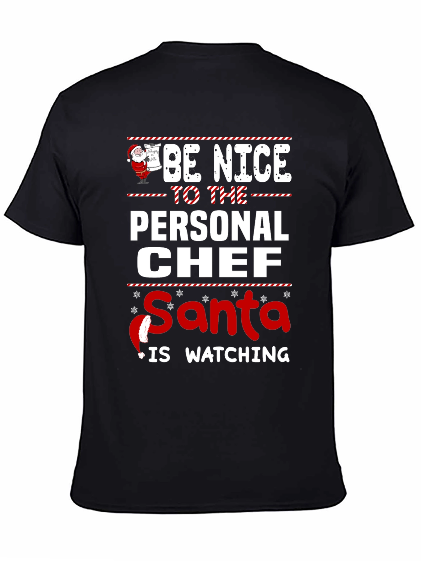 Funny Personal Chef Santa Watching Christmas T-Shirt