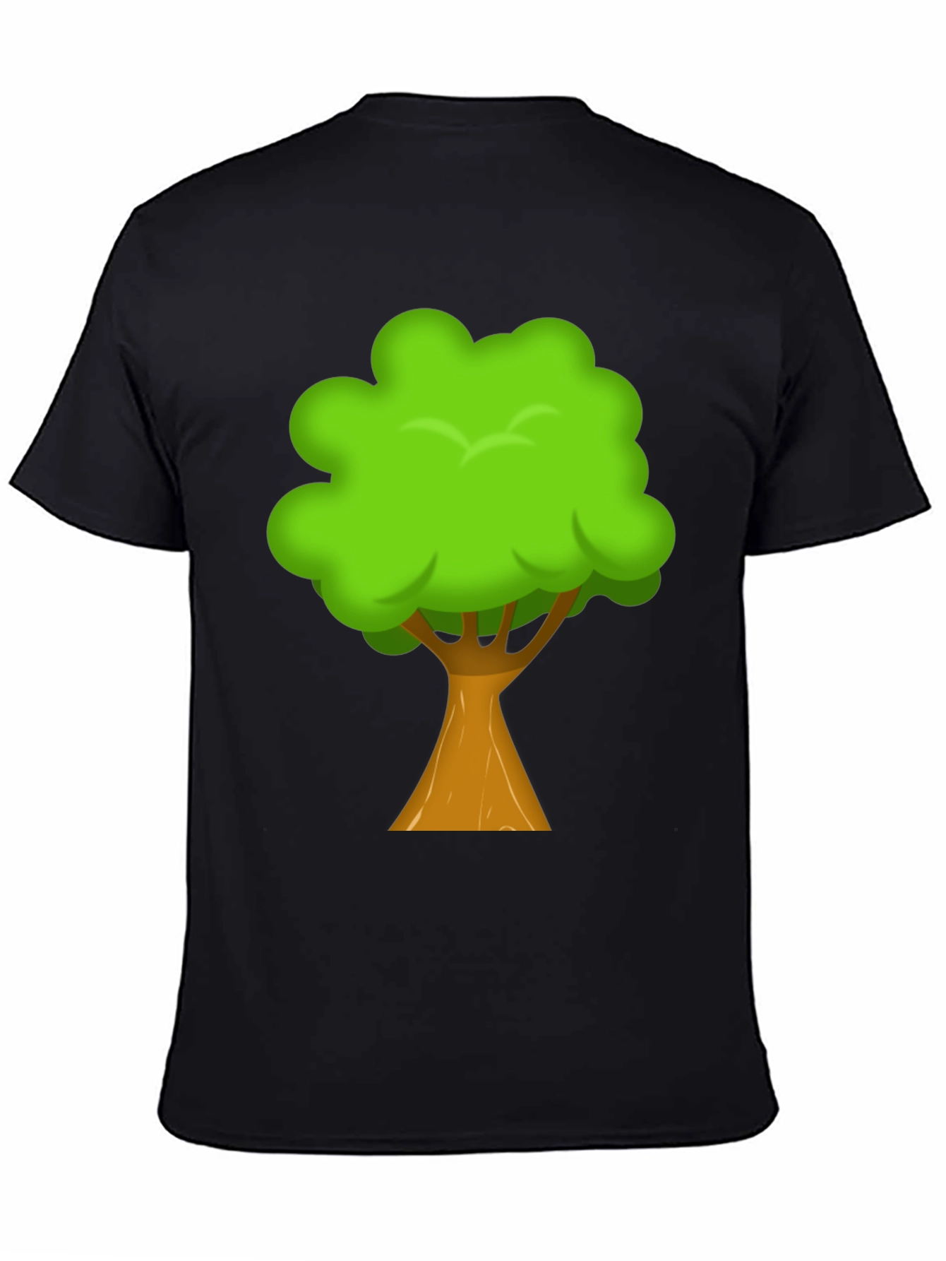 Cartoon Tree Graphic Print Black T-Shirt