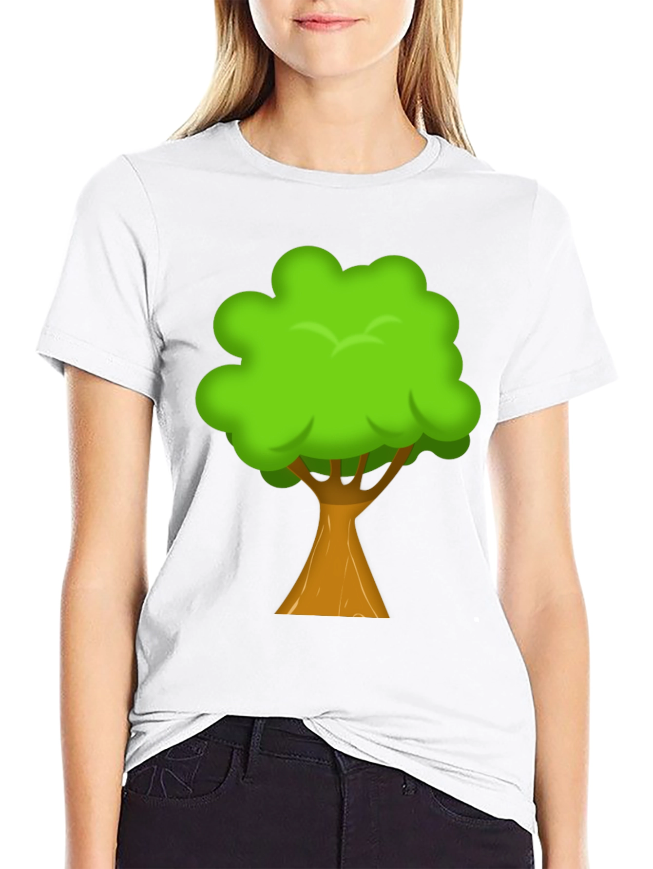 Cartoon Tree Graphic Print Black T-Shirt