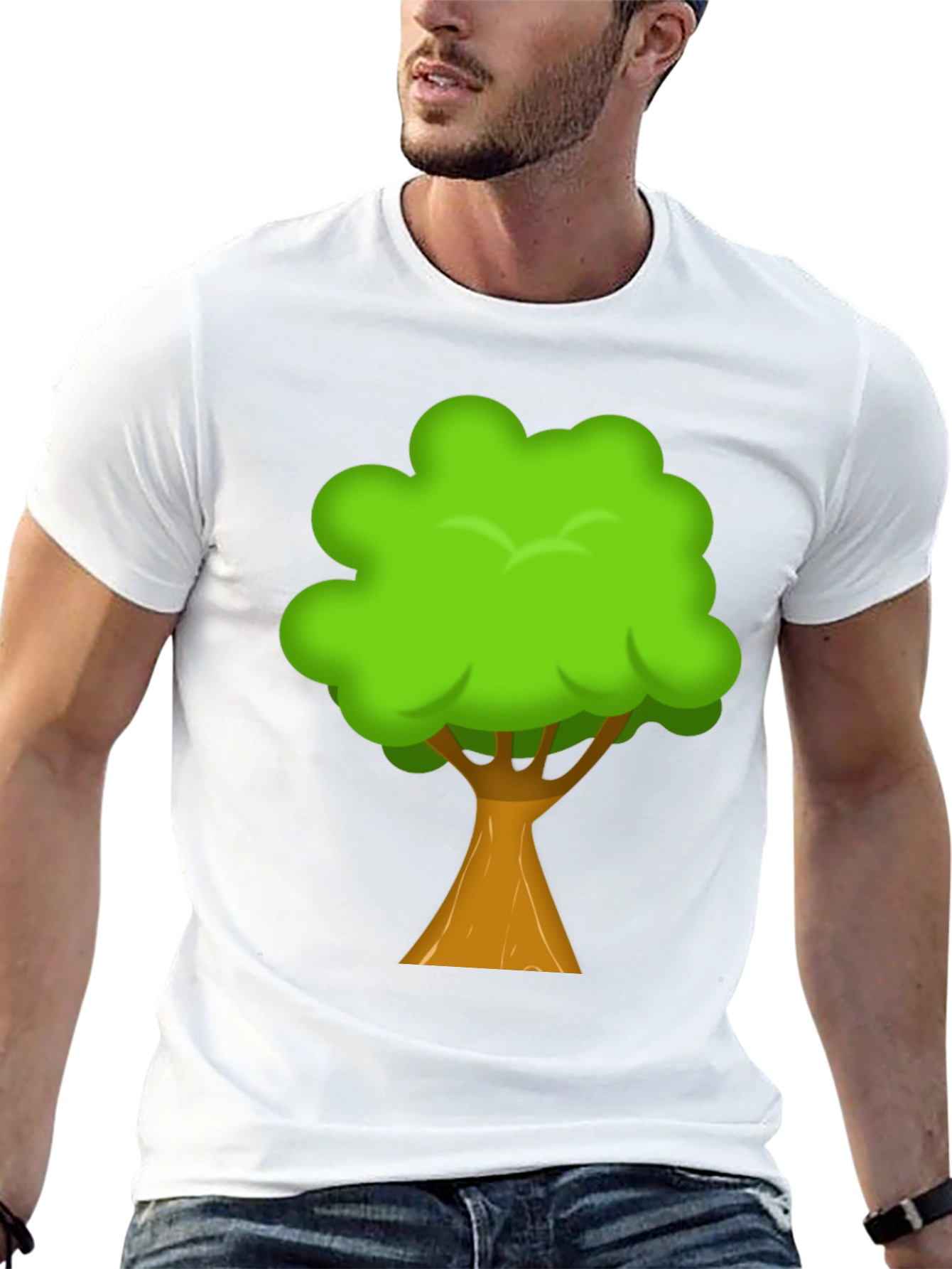 Cartoon Tree Graphic Print Black T-Shirt