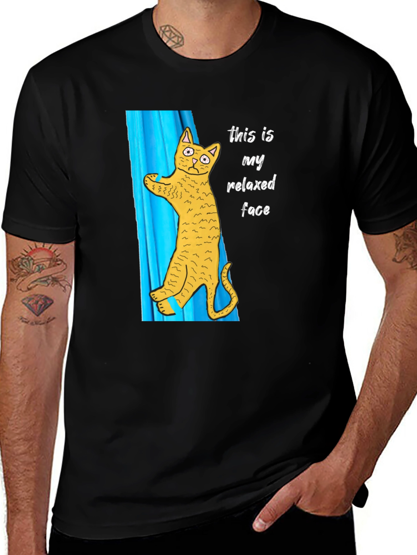 Relaxed Cat Face Graphic T-Shirt