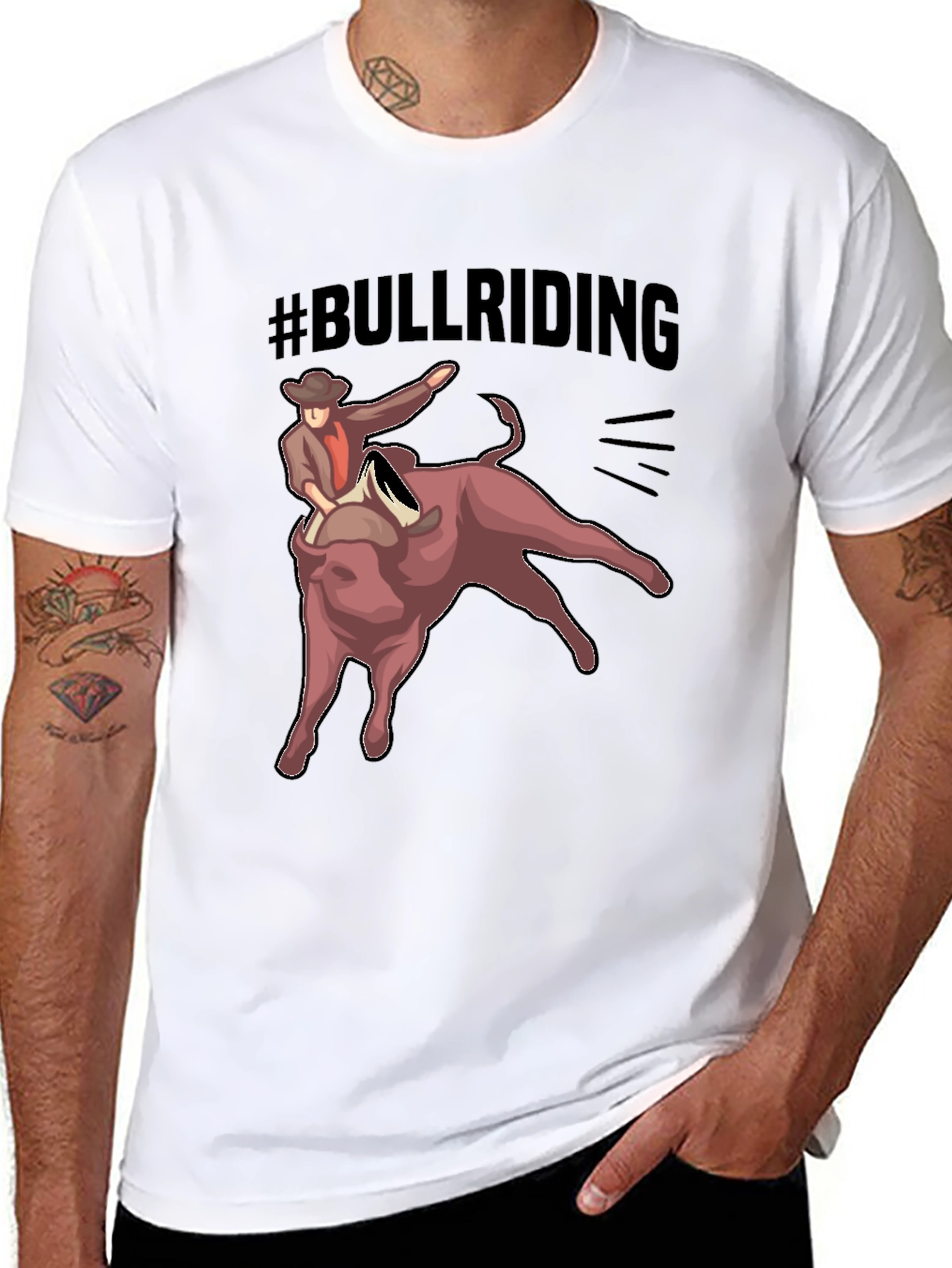 Bull Riding T-Shirt - Black Graphic Tee
