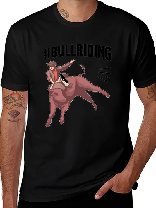 Bull Riding T-Shirt - Black Graphic Tee