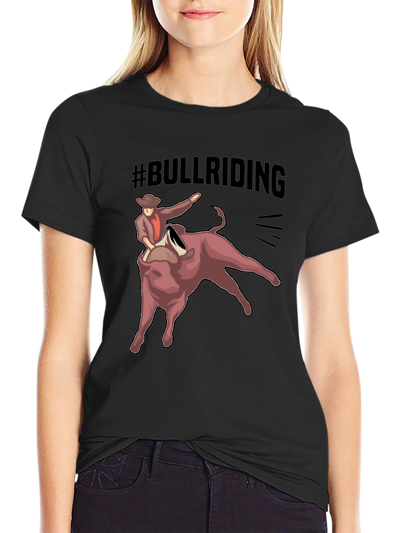 Bull Riding T-Shirt - Black Graphic Tee
