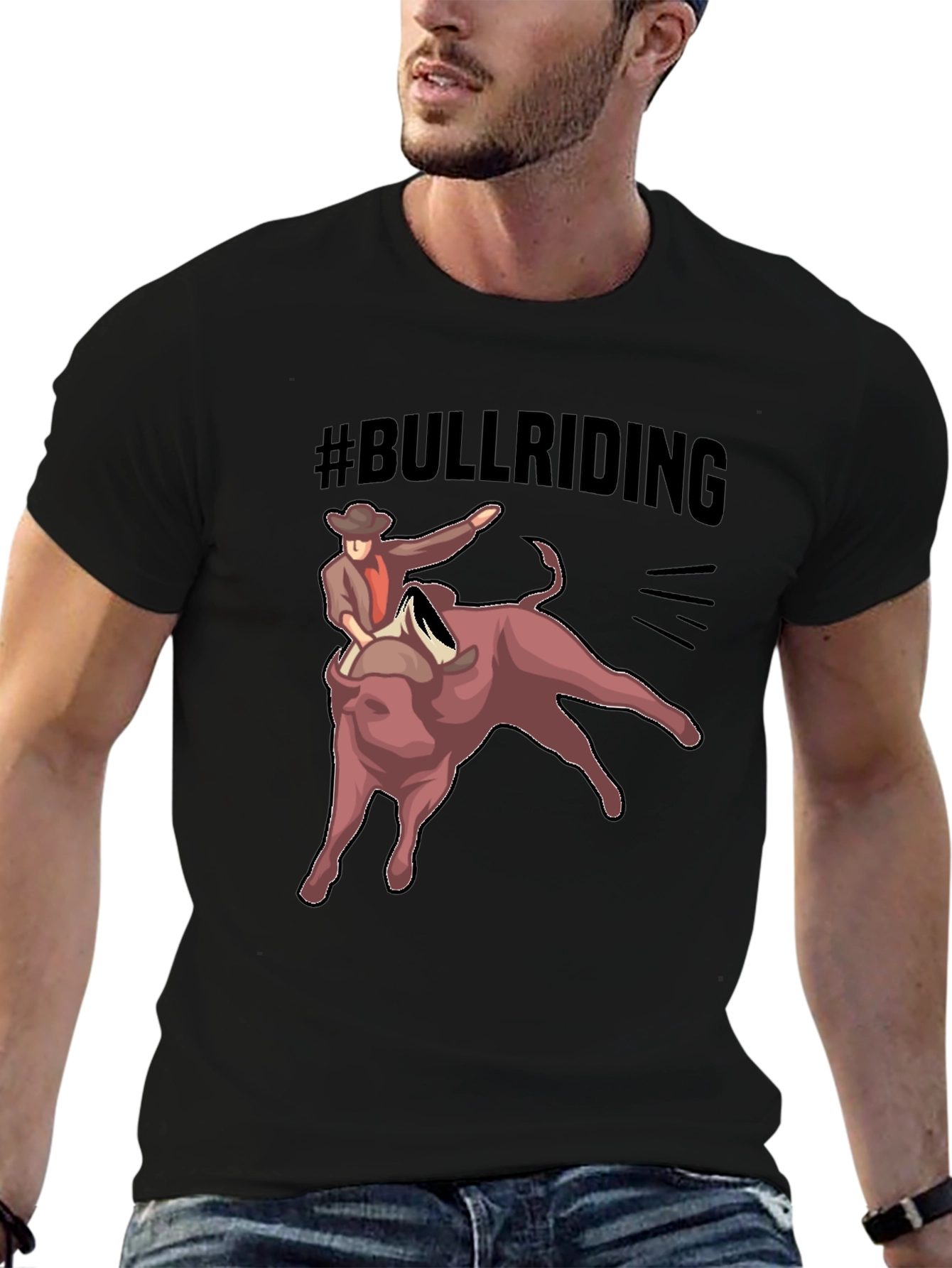 Bull Riding T-Shirt - Black Graphic Tee