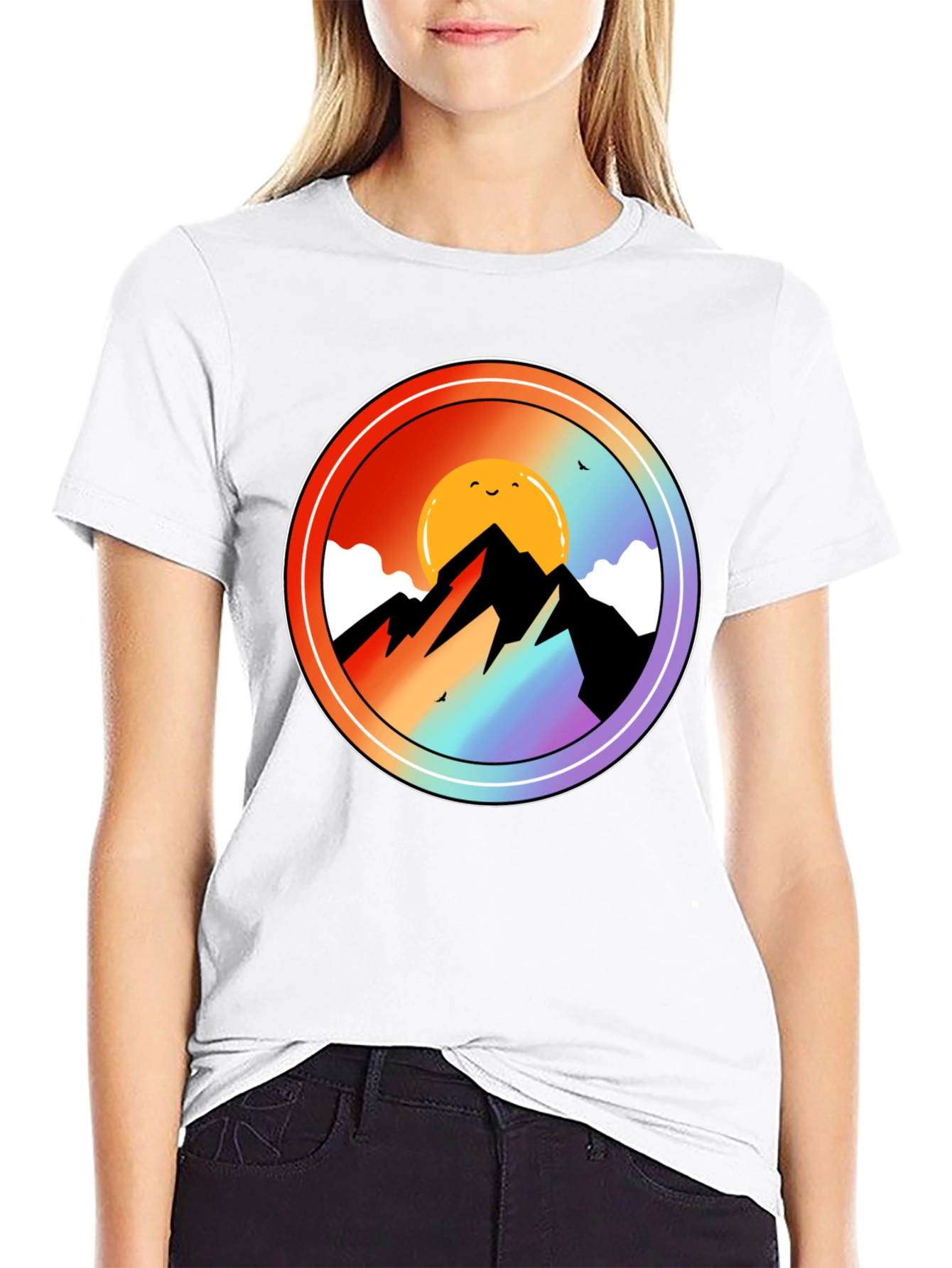 Mountain Sunset Graphic Tee - Black Cotton Blend