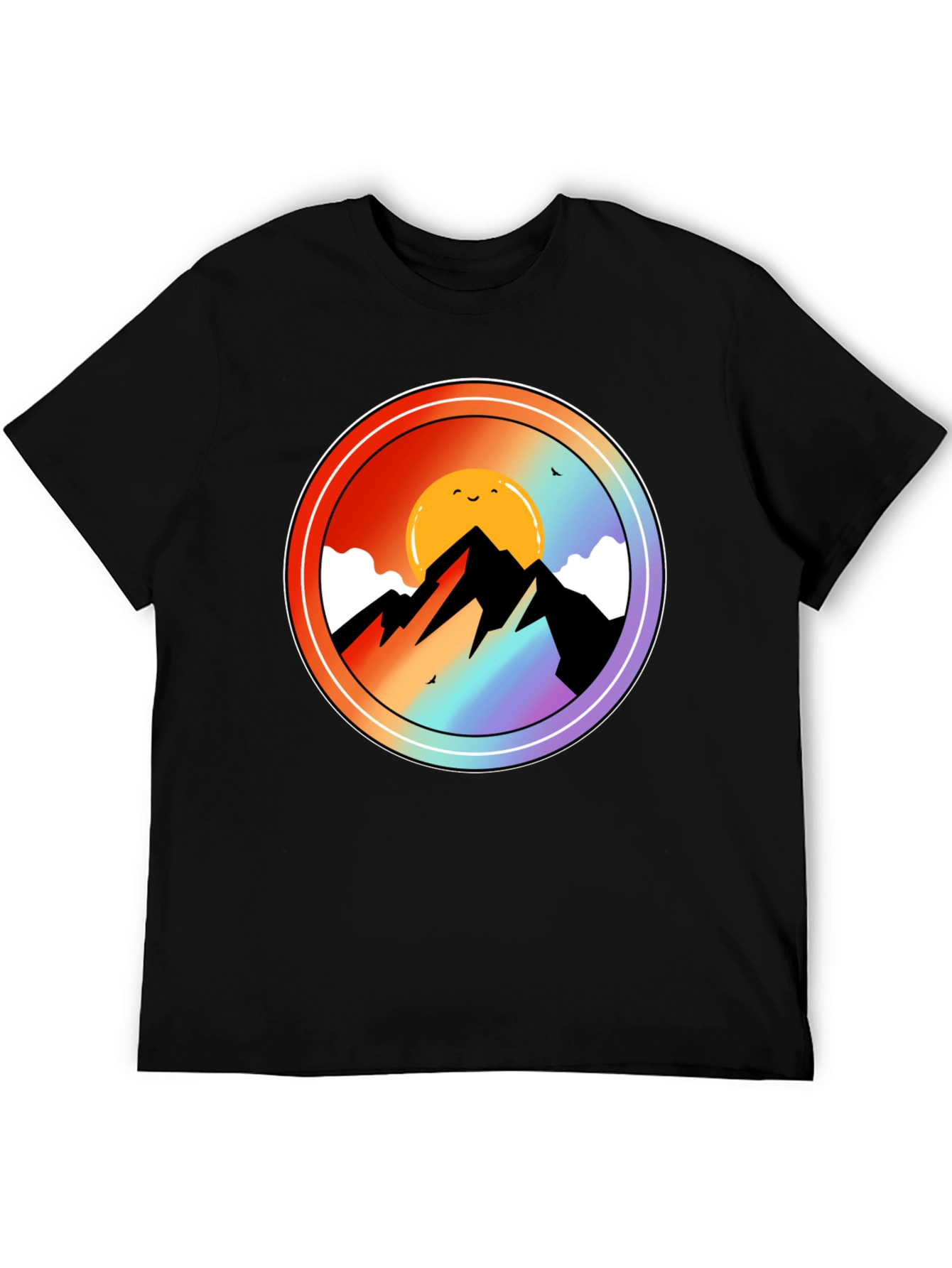 Mountain Sunset Graphic Tee - Black Cotton Blend