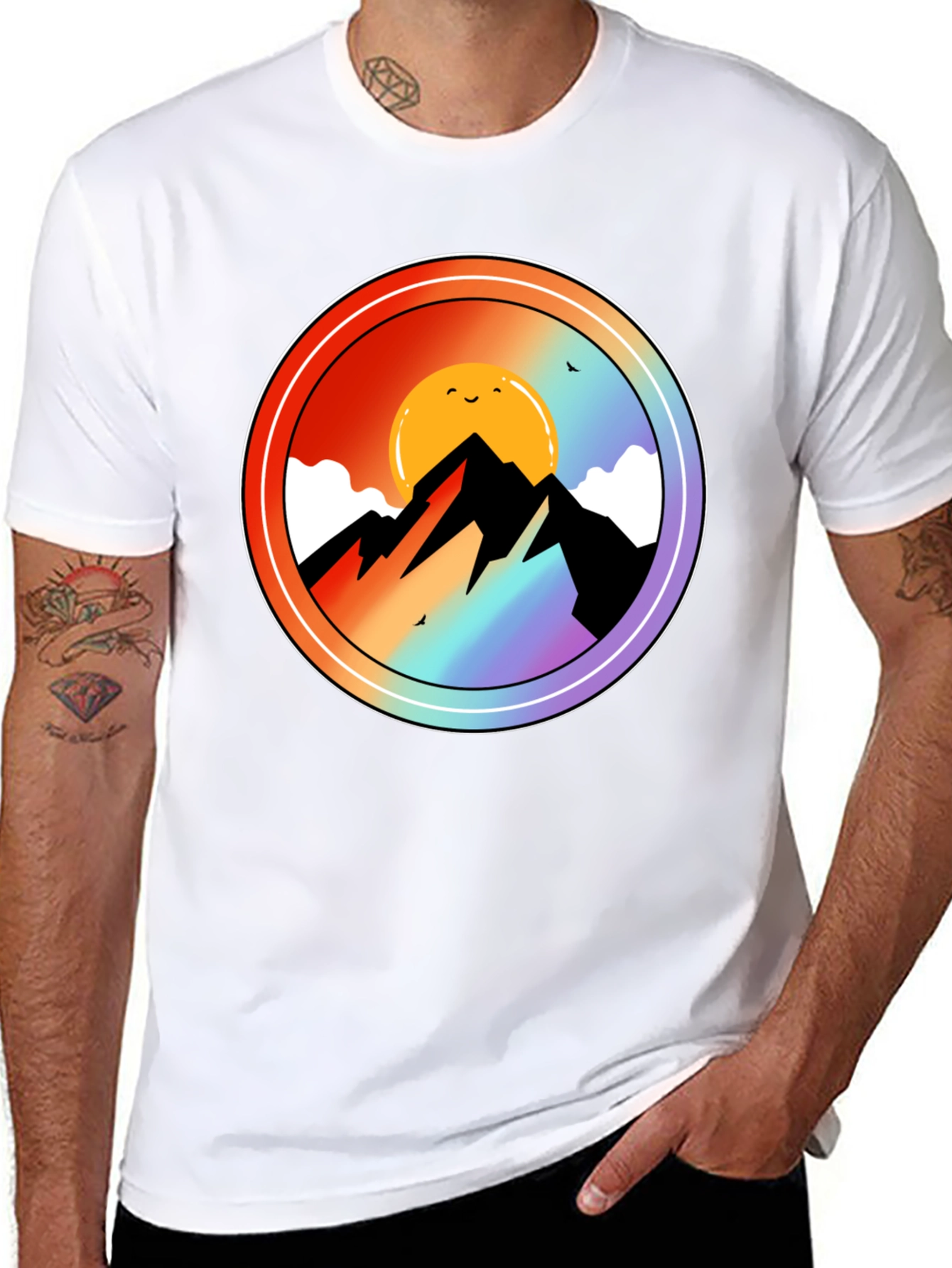 Mountain Sunset Graphic Tee - Black Cotton Blend