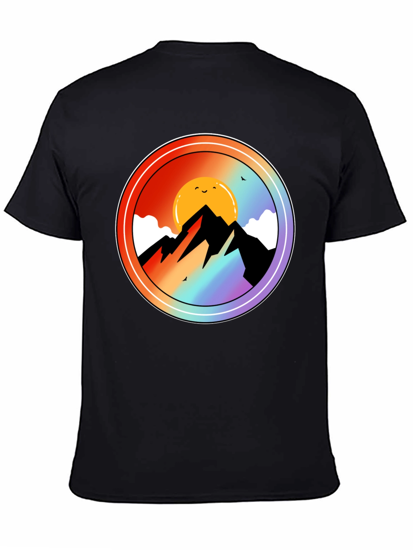 Mountain Sunset Graphic Tee - Black Cotton Blend